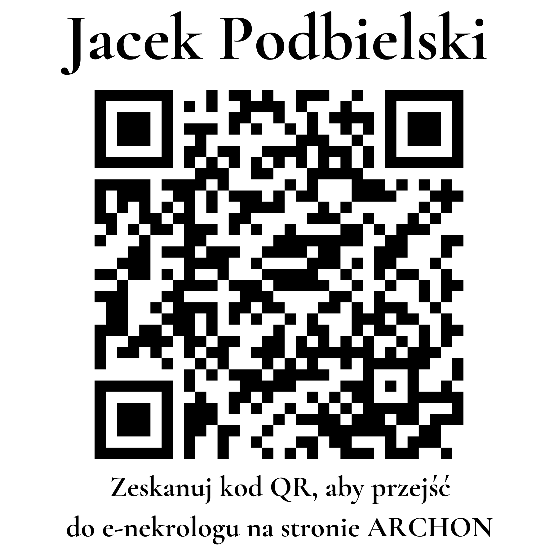 Kod QR do nekrologu Jacek Podbielski Kod QR do nekrologu Jacek Podbielski