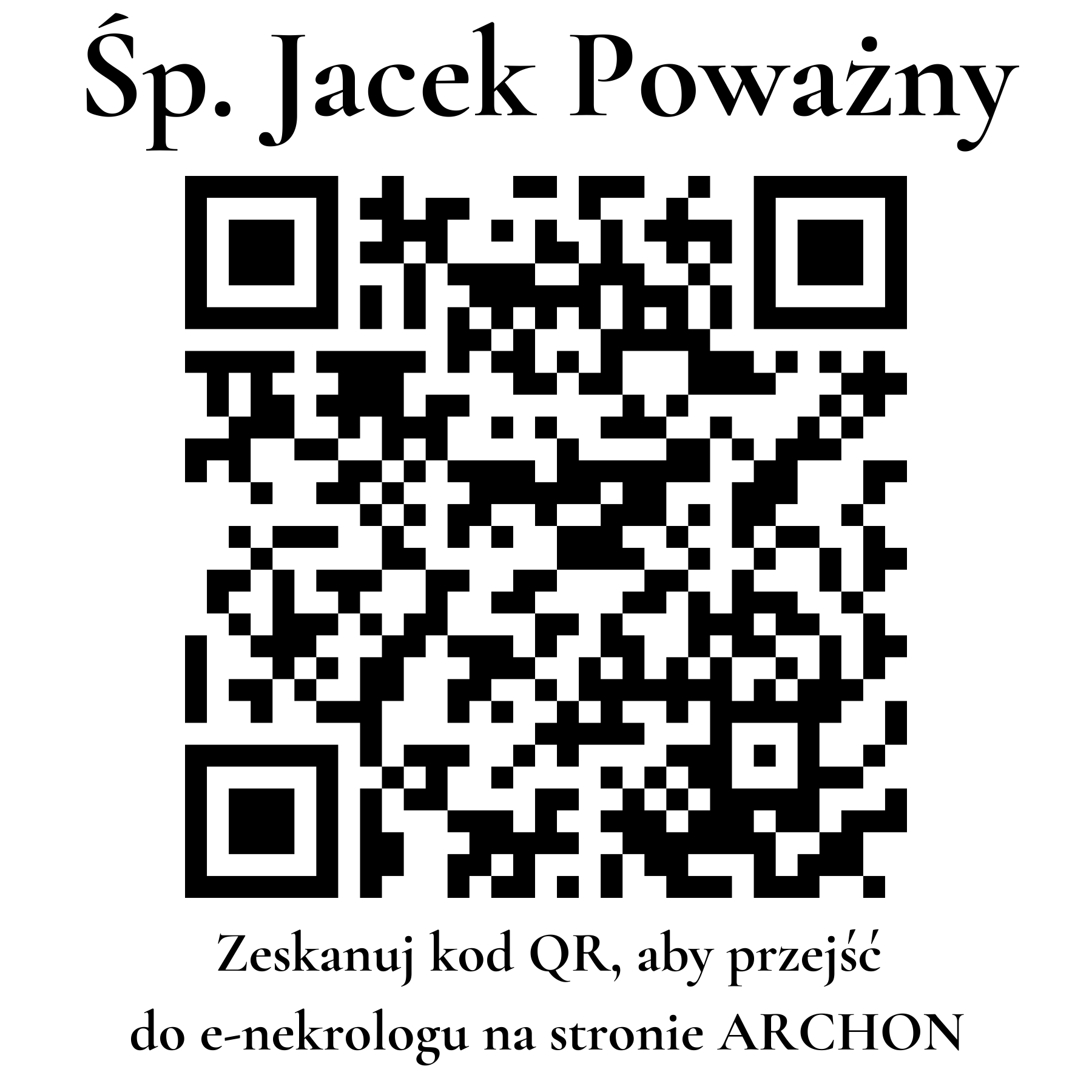 Kod QR do nekrologu Jacek Poważny