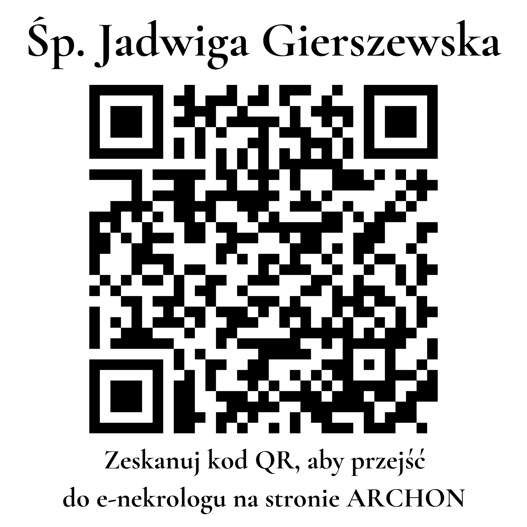 Kod QR do nekrologu Jadwiga Gierszewska Kod QR do nekrologu Jadwiga Gierszewska