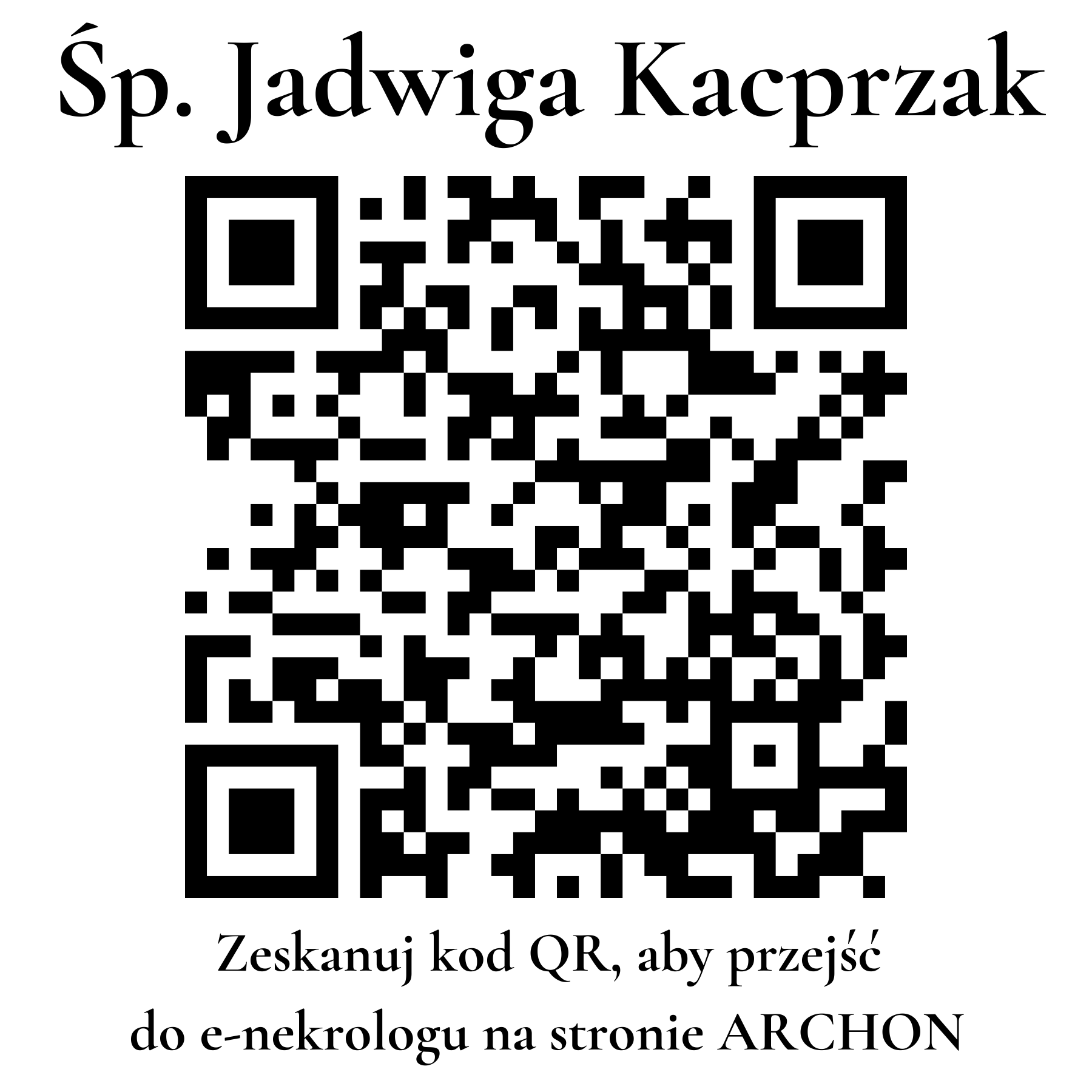 Kod QR do nekrologu Jadwiga Kacprzak