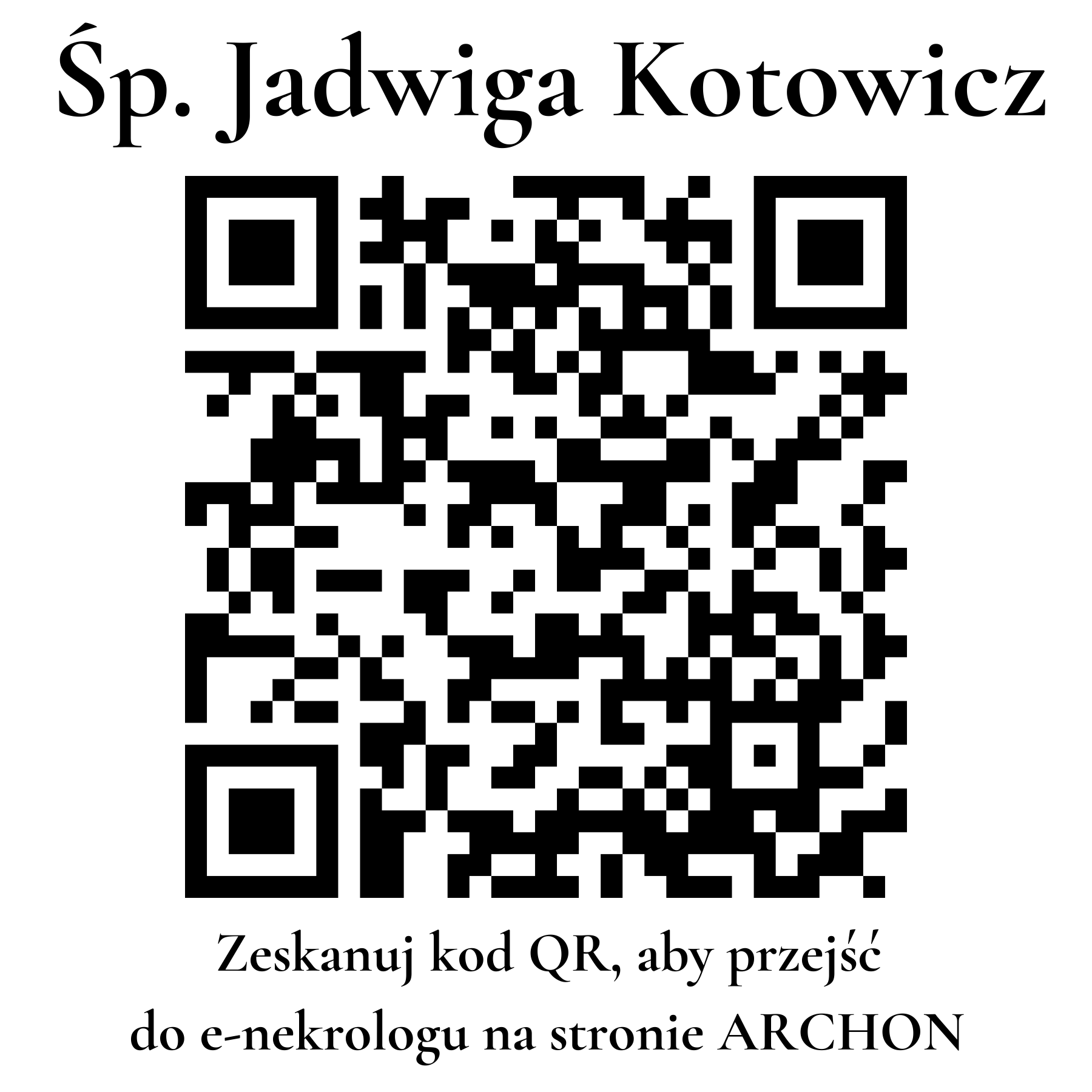 Kod QR do nekrologu Jadwiga Kotowicz Kod QR do nekrologu Jadwiga Kotowicz