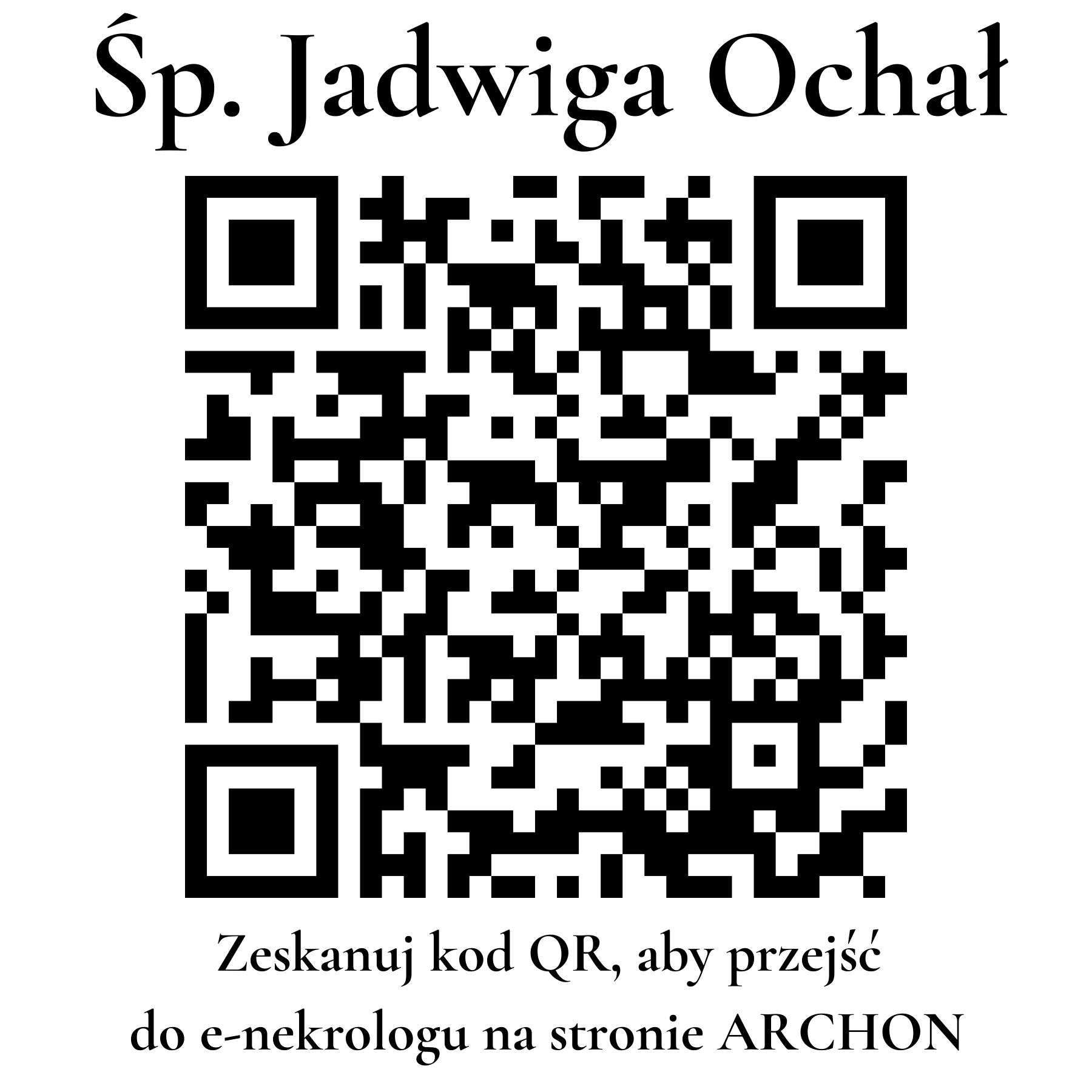 Kod QR do nekrologu Jadwiga Ochał