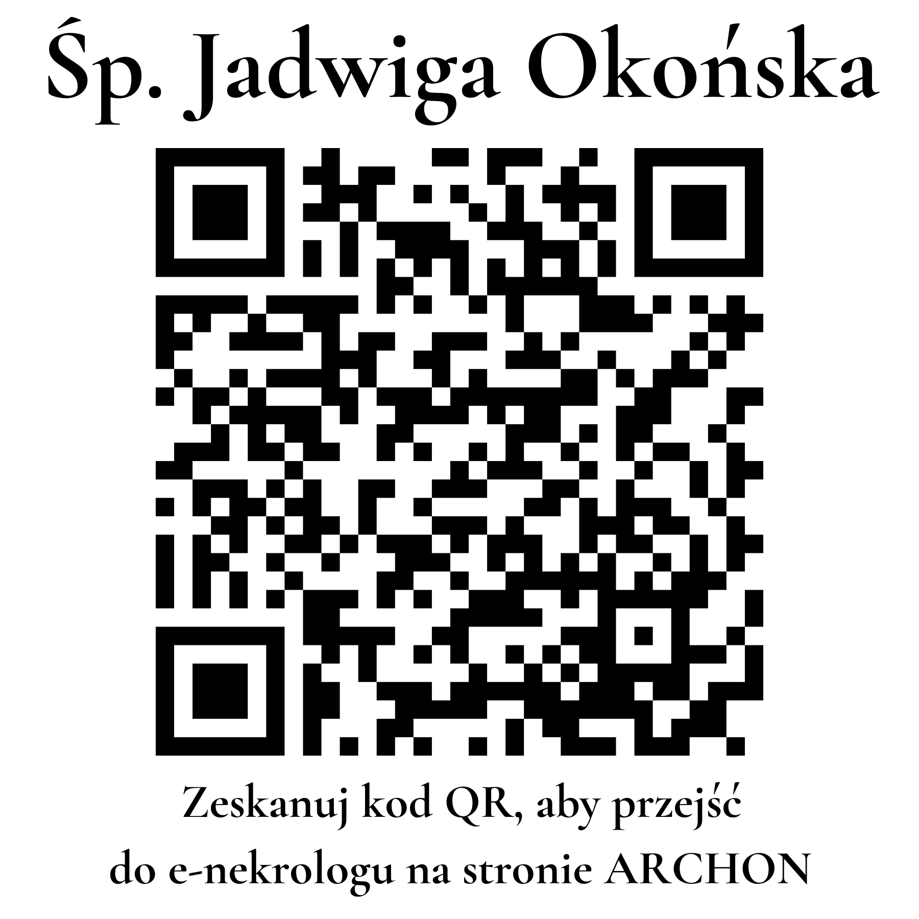 Kod QR do nekrologu Jadwiga Okońska