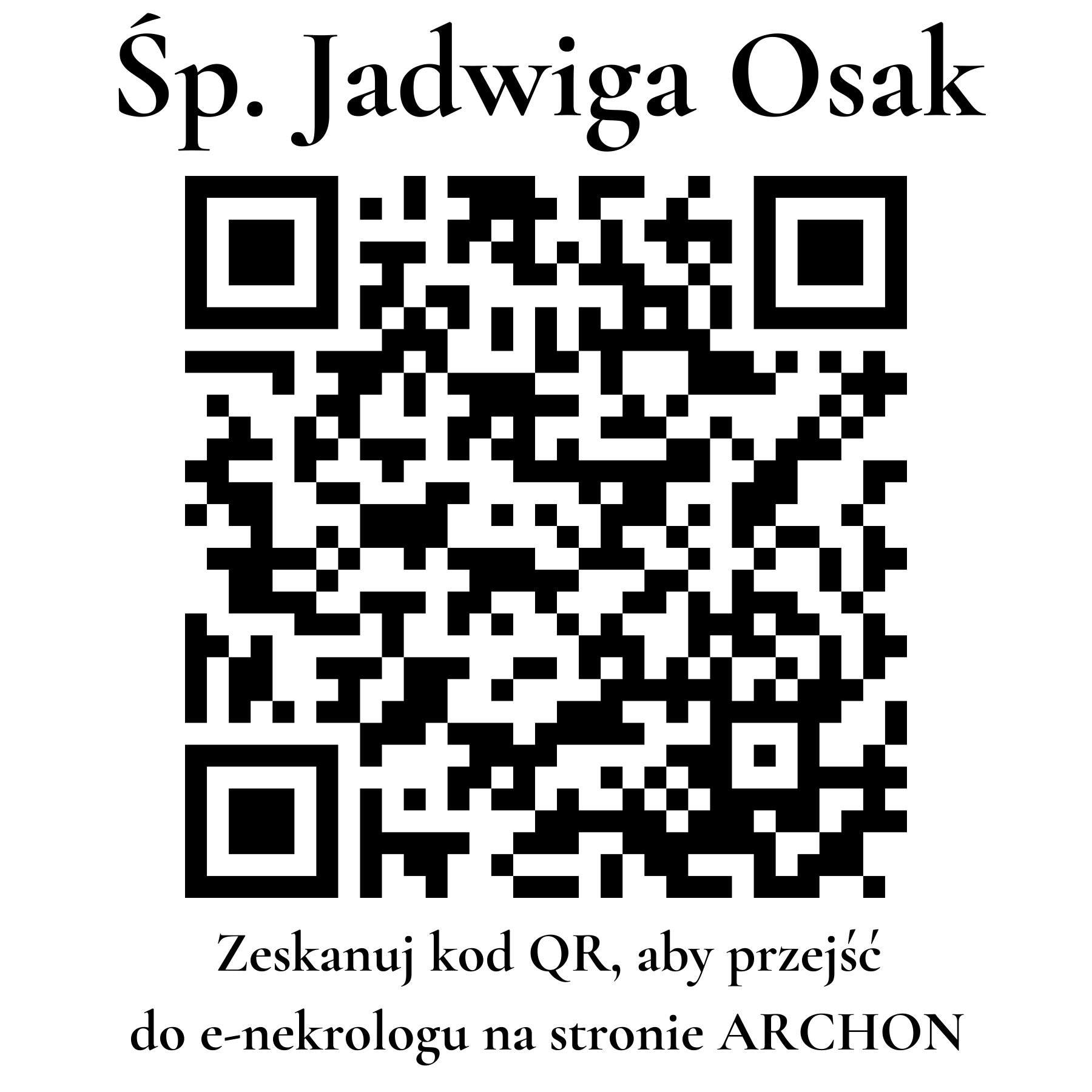 Kod QR do nekrologu Jadwiga Osak Kod QR do nekrologu Jadwiga Osak