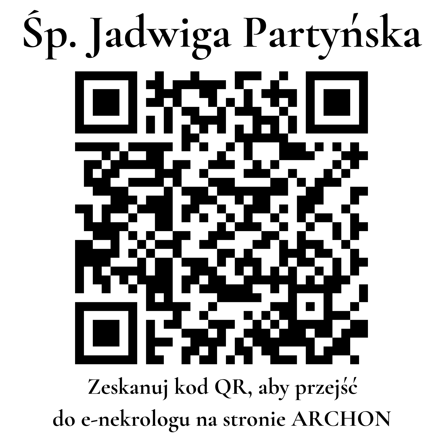 Kod QR do nekrologu Jadwiga Partyńska