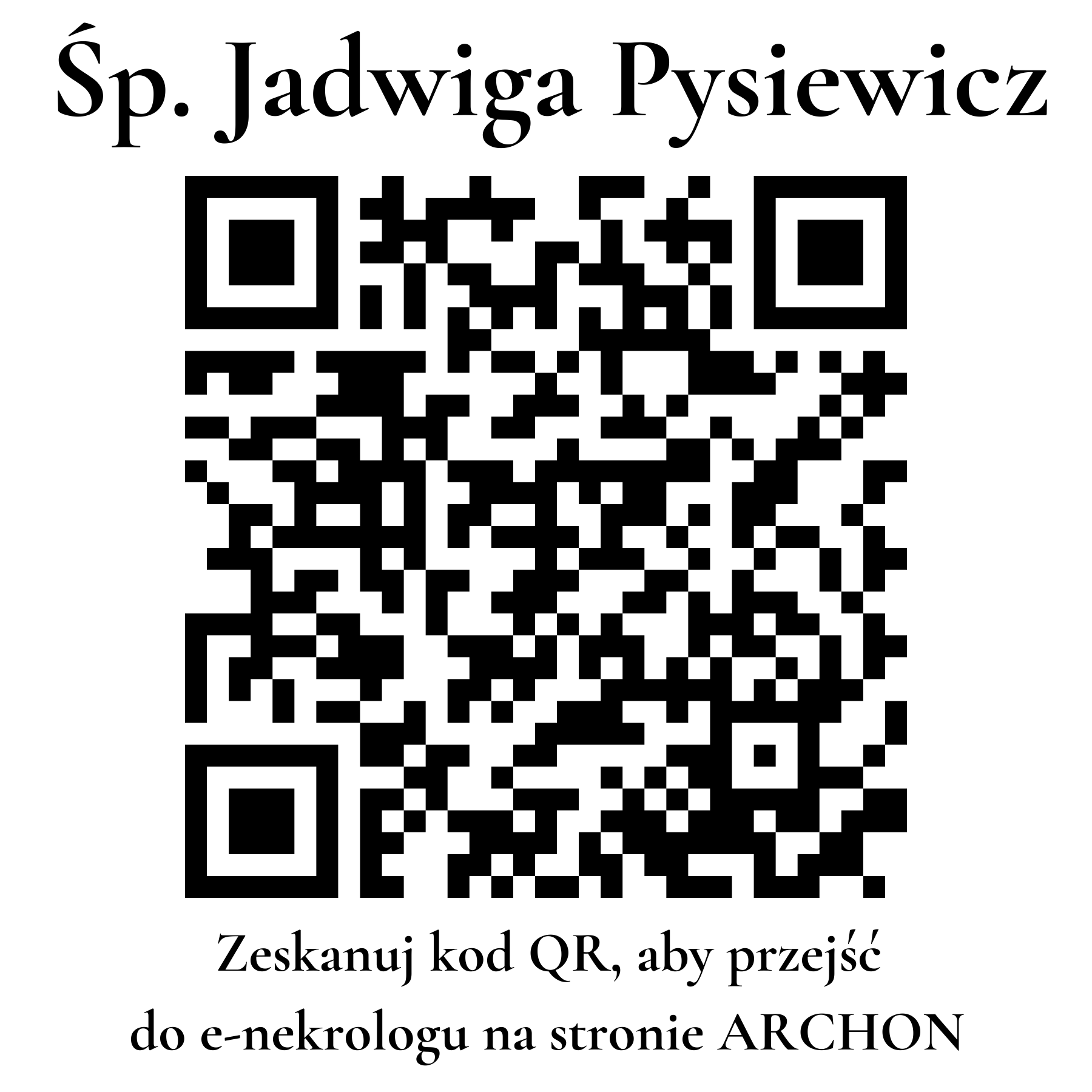 Kod QR do nekrologu Jadwiga Pysiewicz Kod QR do nekrologu Jadwiga Pysiewicz