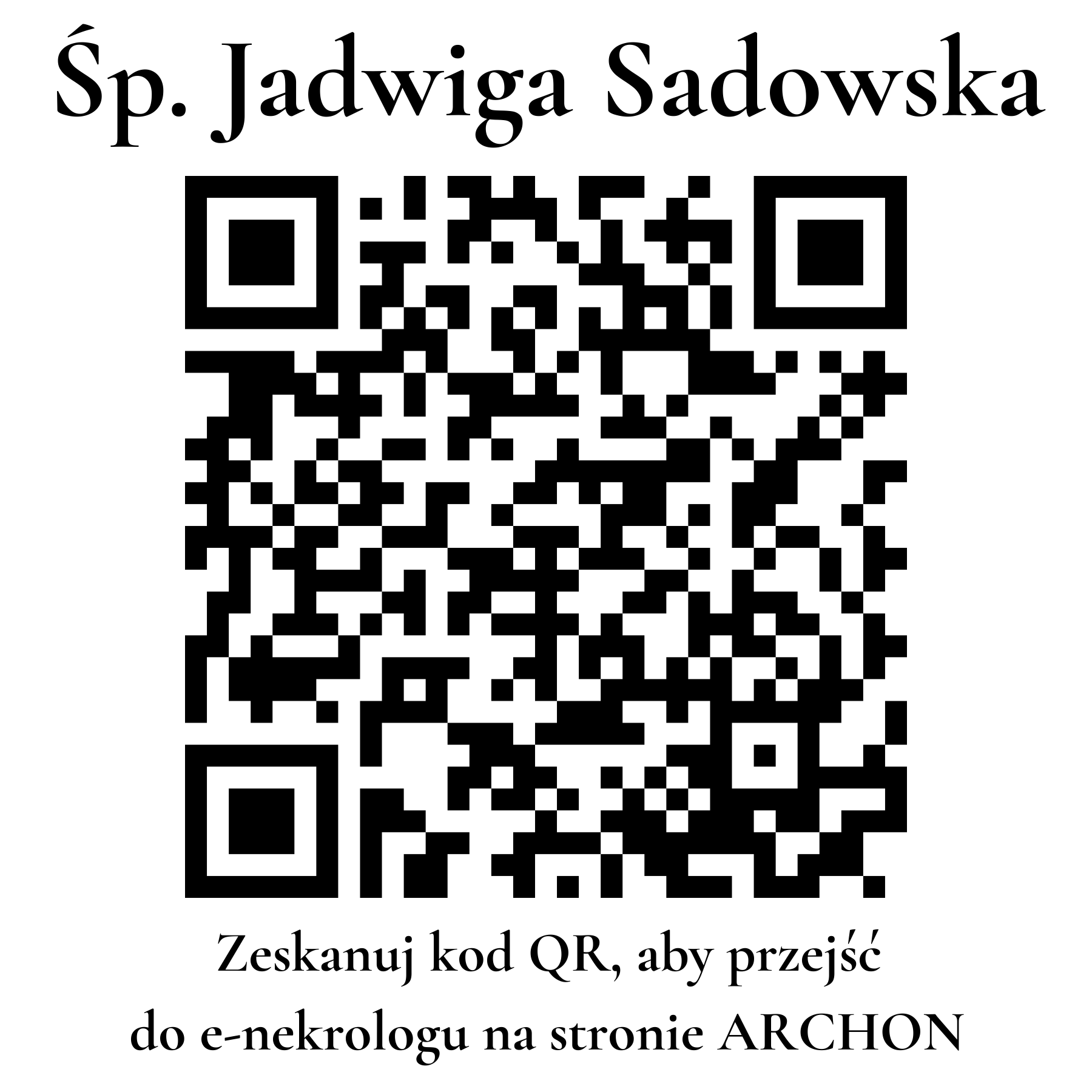 Kod QR do nekrologu Jadwiga Sadowska