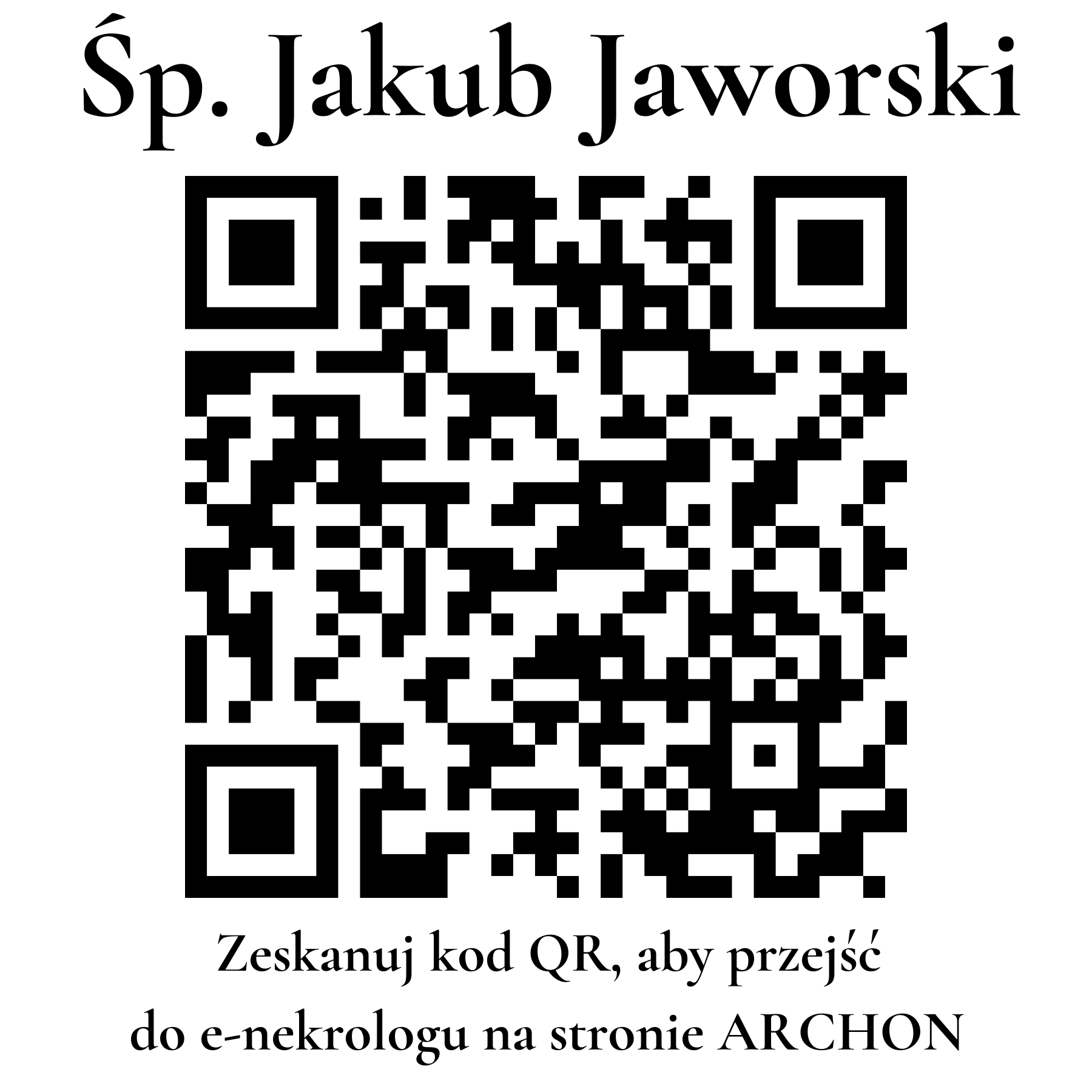 Kod QR do nekrologu Jakub Jaworski