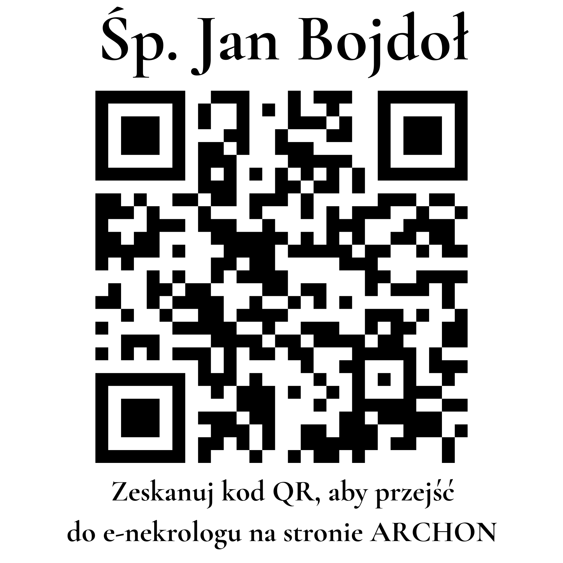 Kod QR do nekrologu Jan Bojdoł Kod QR do nekrologu Jan Bojdoł