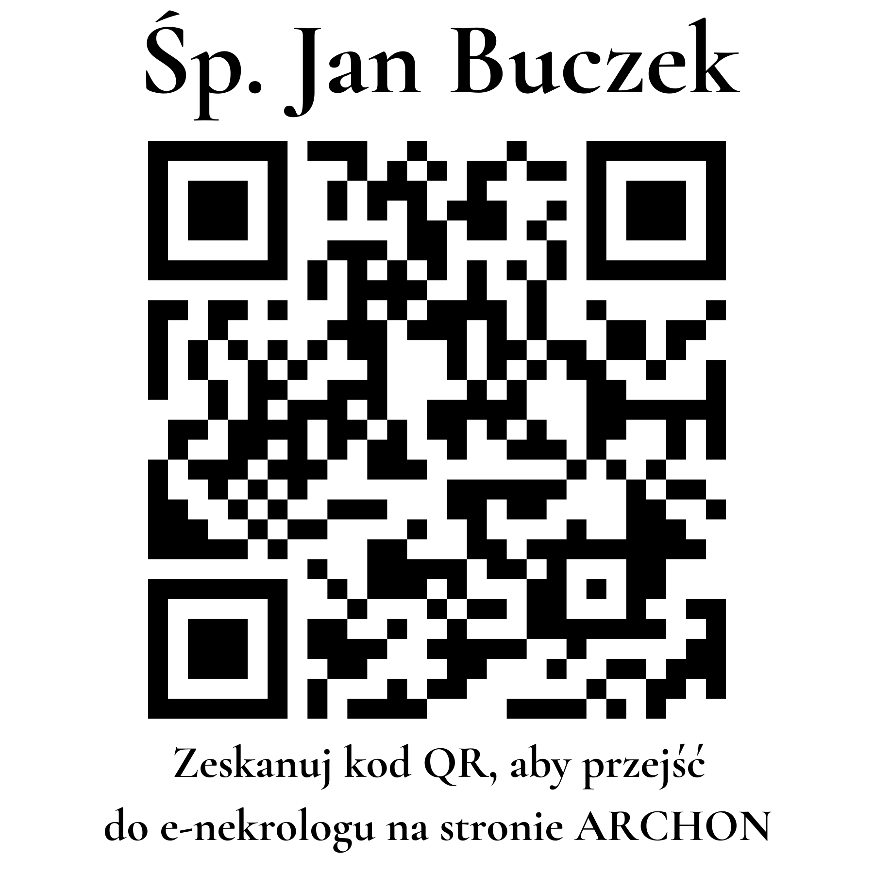 Kod QR do nekrologu Jan Buczek