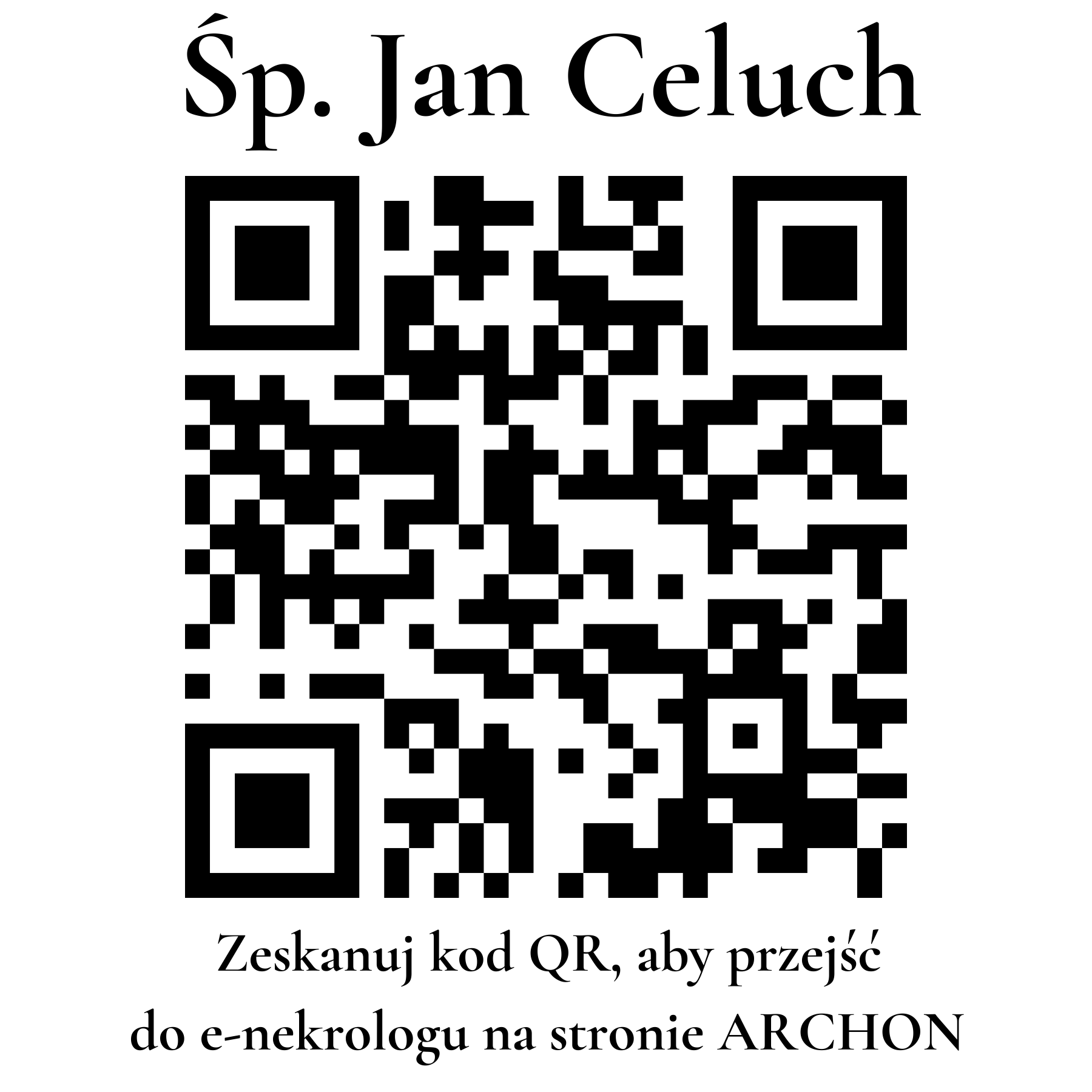 Kod QR do nekrologu Jan Celuch