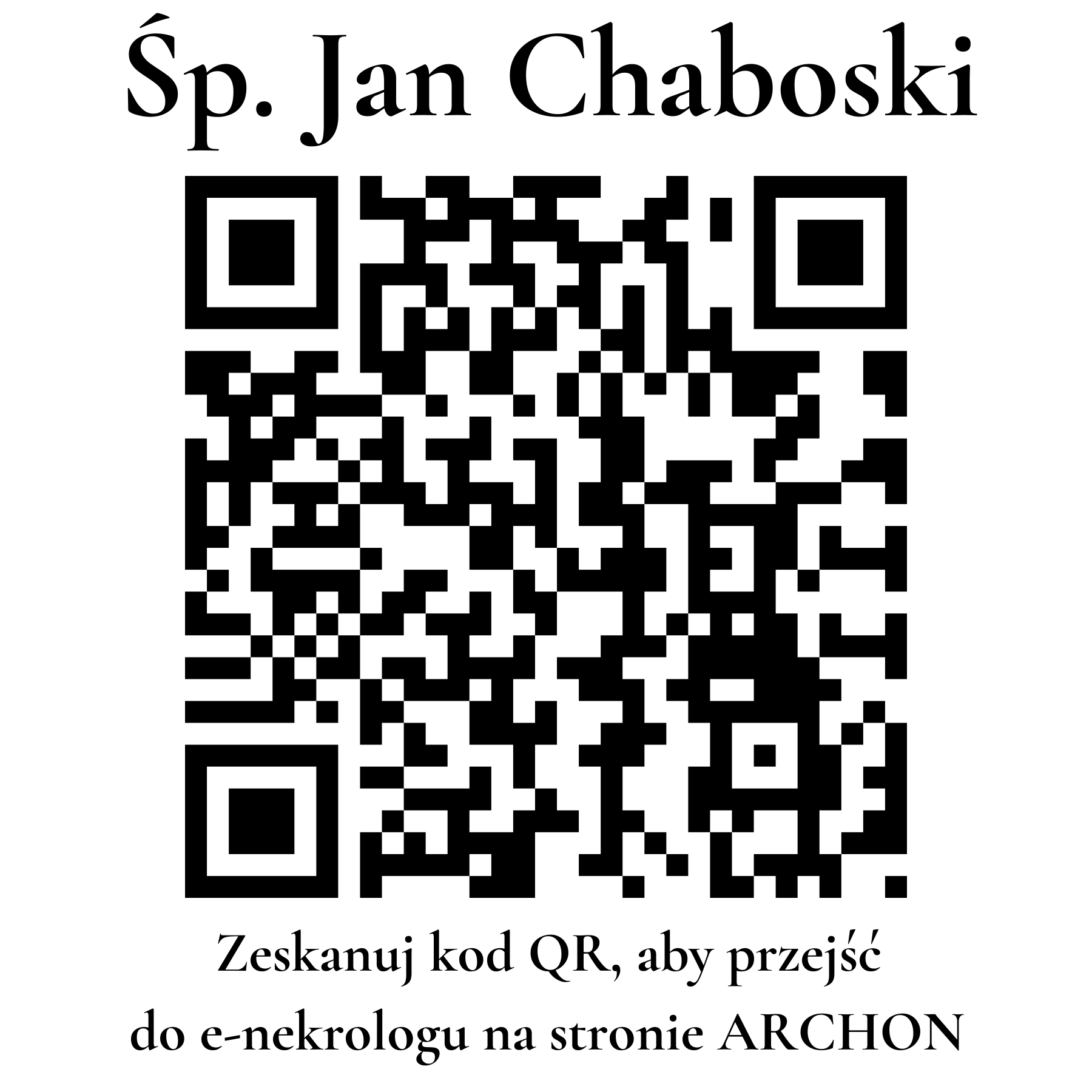 Kod QR do nekrologu Jan Chaboski Kod QR do nekrologu Jan Chaboski