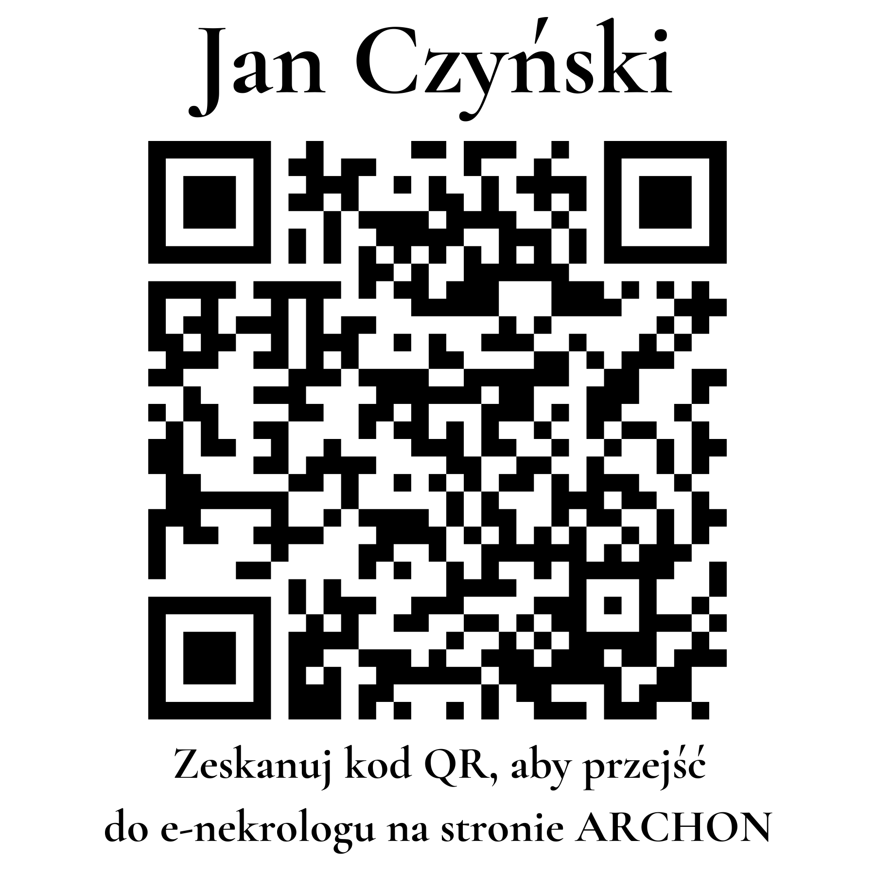Kod QR do nekrologu Jan Czyński