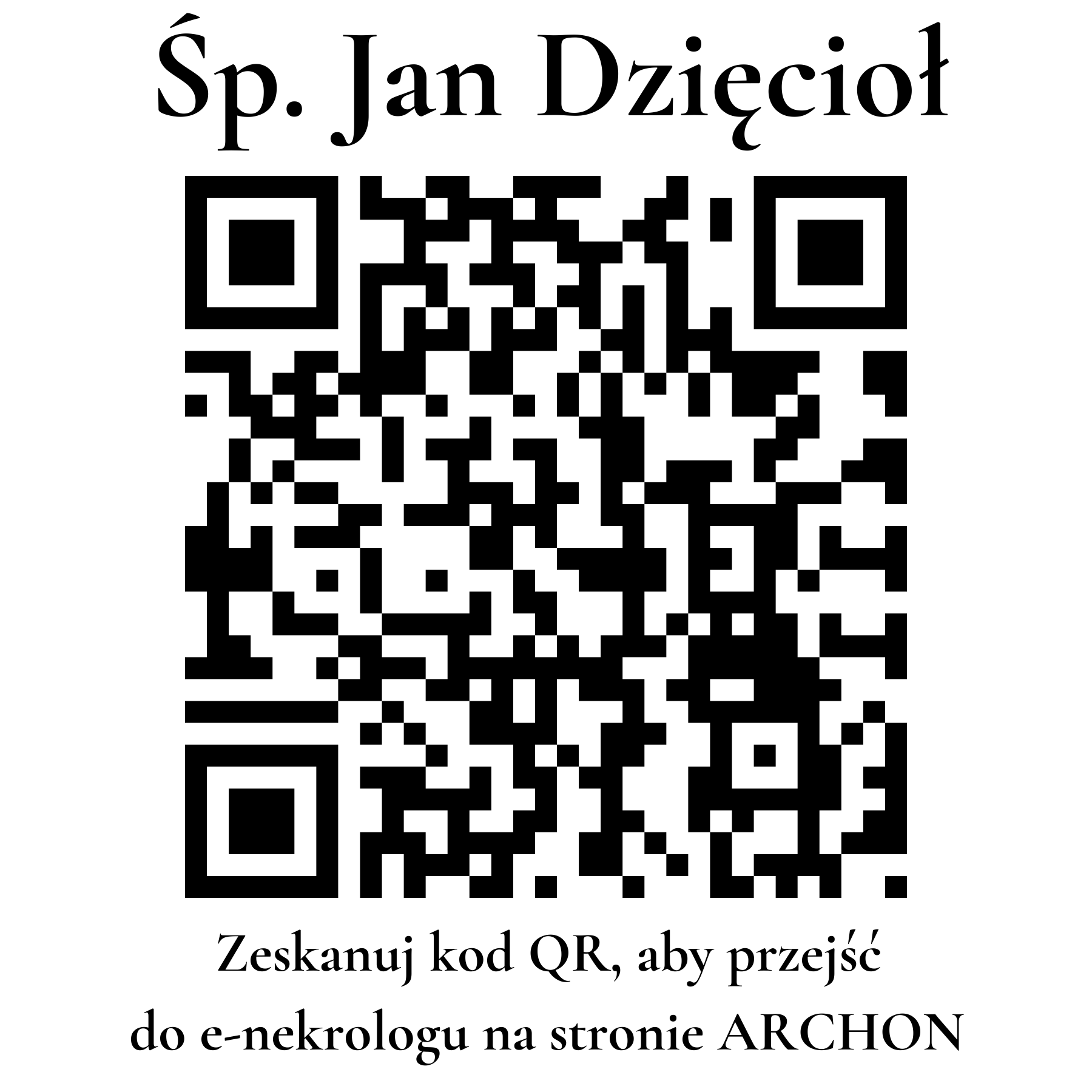Kod QR do nekrologu Jan Dzięcioł