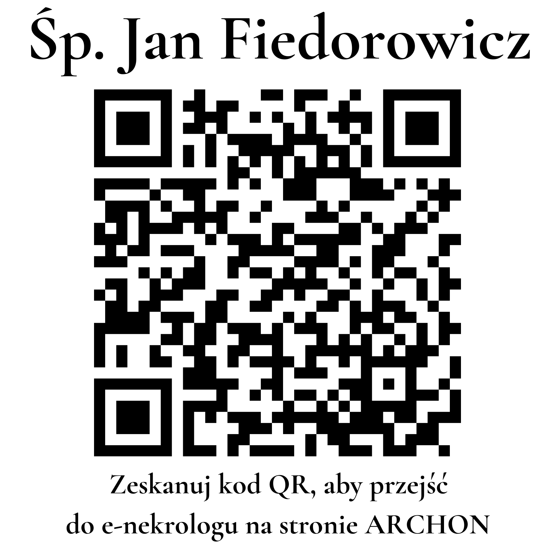 Kod QR do nekrologu Jan Fiedorowicz Kod QR do nekrologu Jan Fiedorowicz
