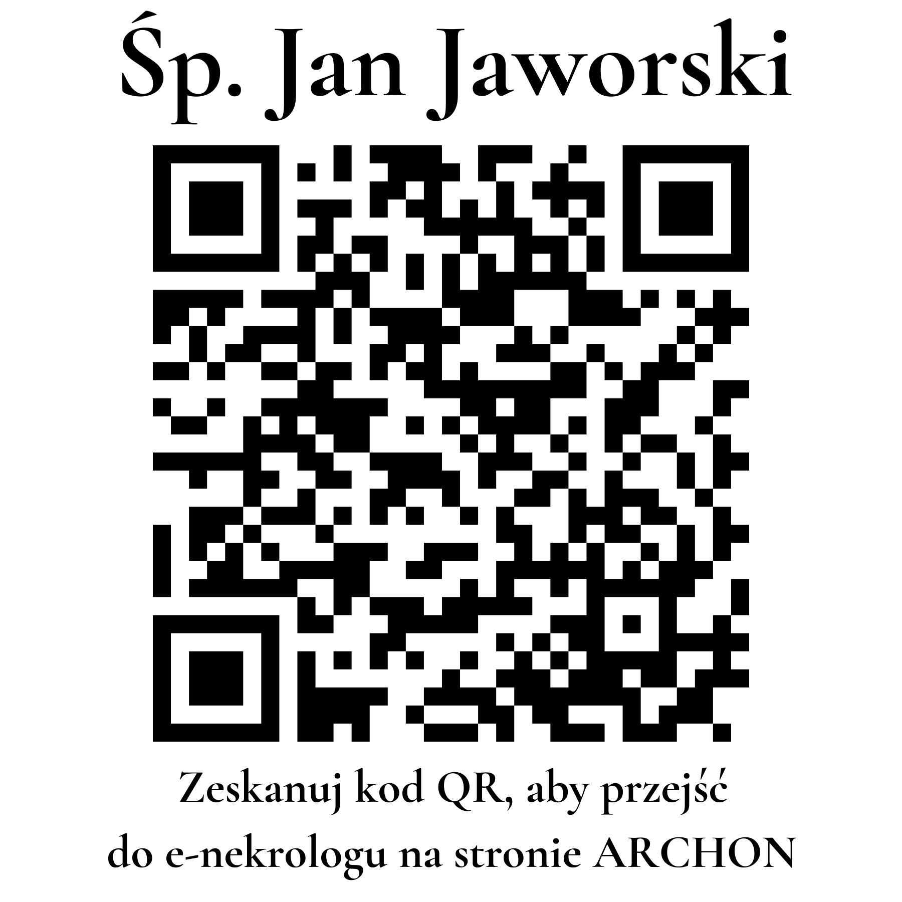 Kod QR do nekrologu Jan Jaworski Kod QR do nekrologu Jan Jaworski