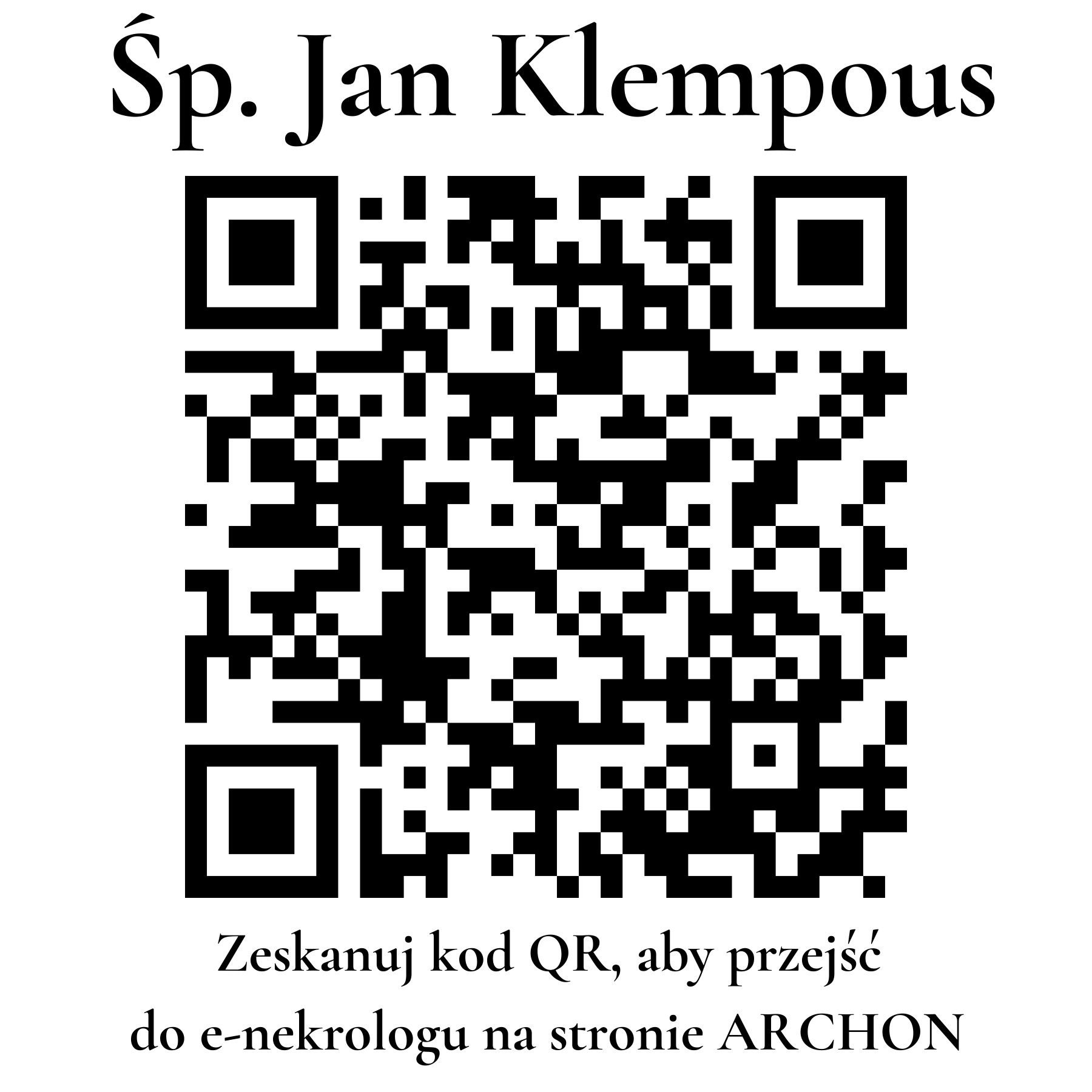 Kod QR do nekrologu Jan Klempous