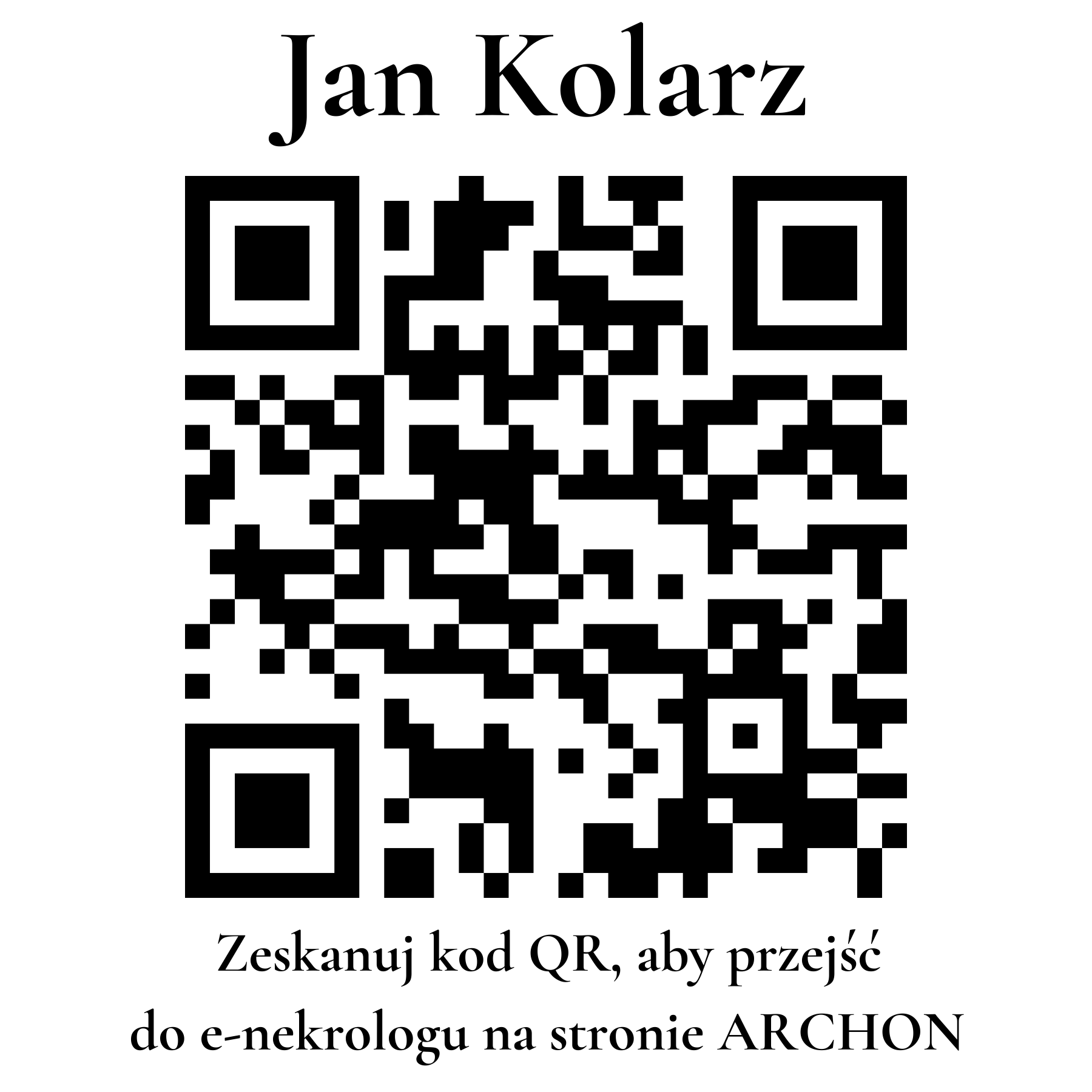 Kod QR do nekrologu Jan Kolarz Kod QR do nekrologu Jan Kolarz