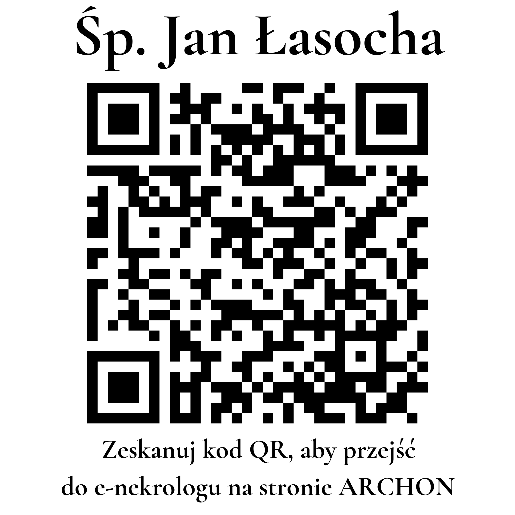 Kod QR do nekrologu Jan Łasocha