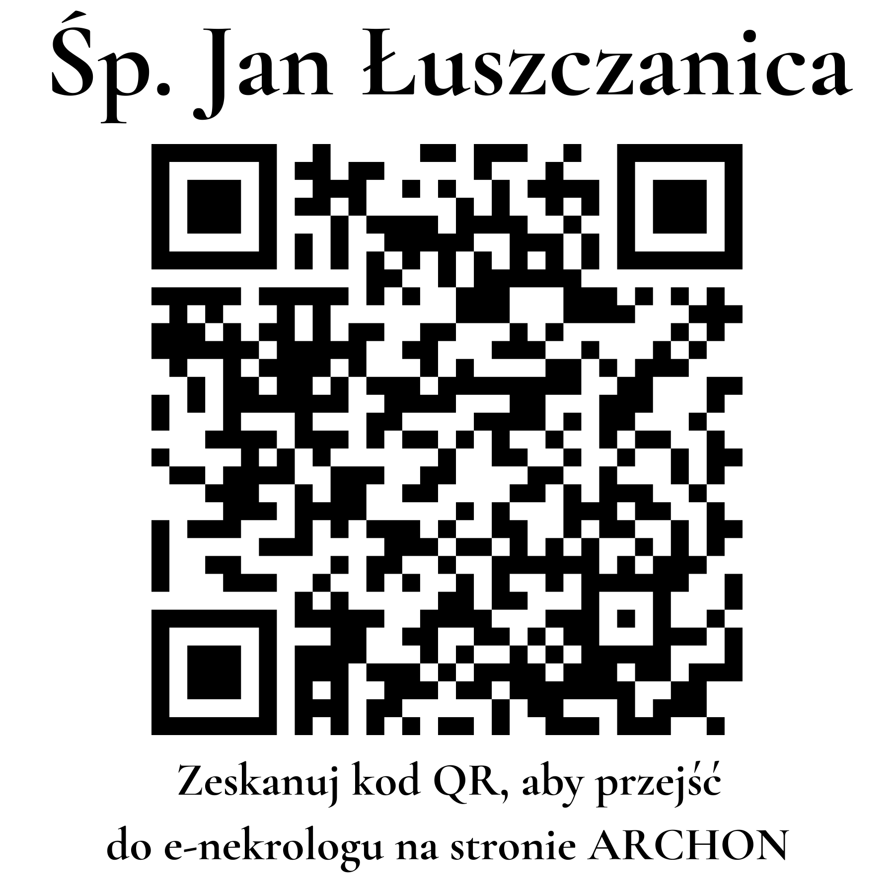Kod QR do nekrologu Jan Łuszczanica Kod QR do nekrologu Jan Łuszczanica
