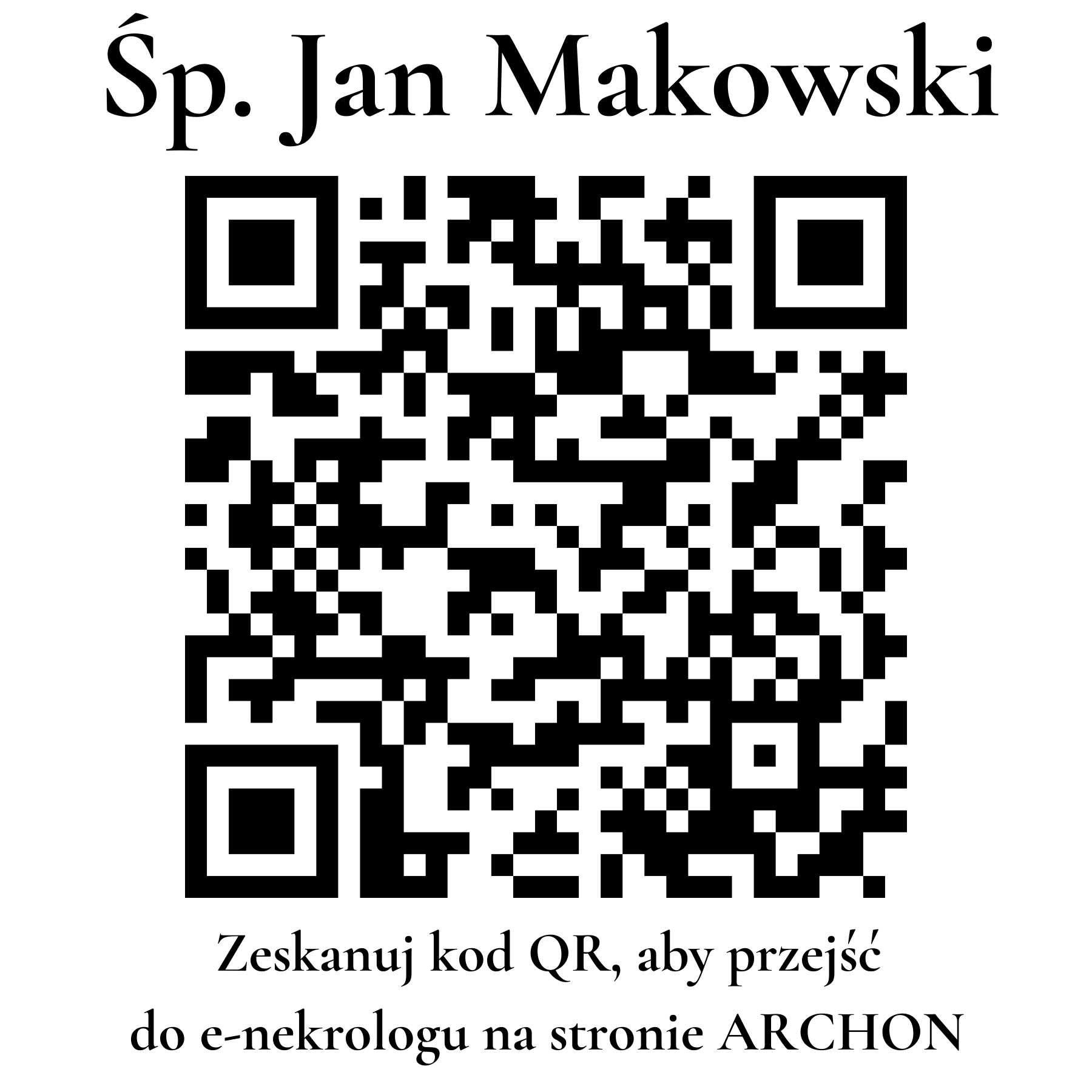 Kod QR do nekrologu Jan Makowski