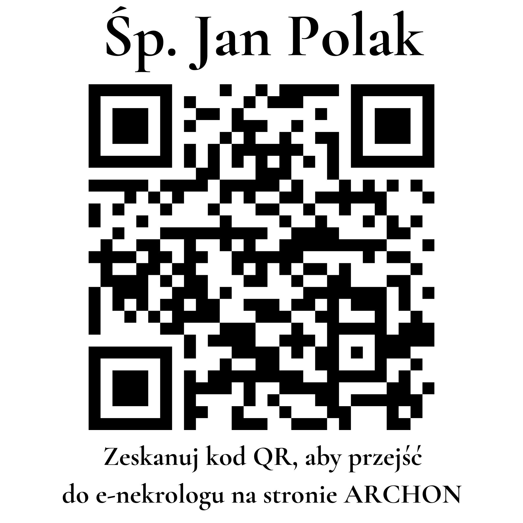 Kod QR do nekrologu Jan Polak Kod QR do nekrologu Jan Polak