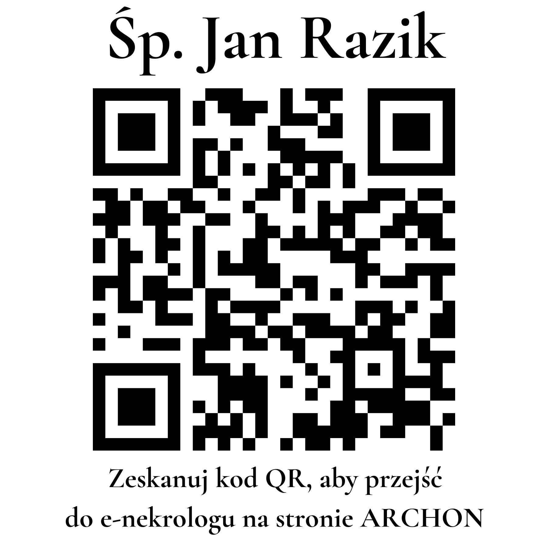 Kod QR do nekrologu Jan Razik Kod QR do nekrologu Jan Razik