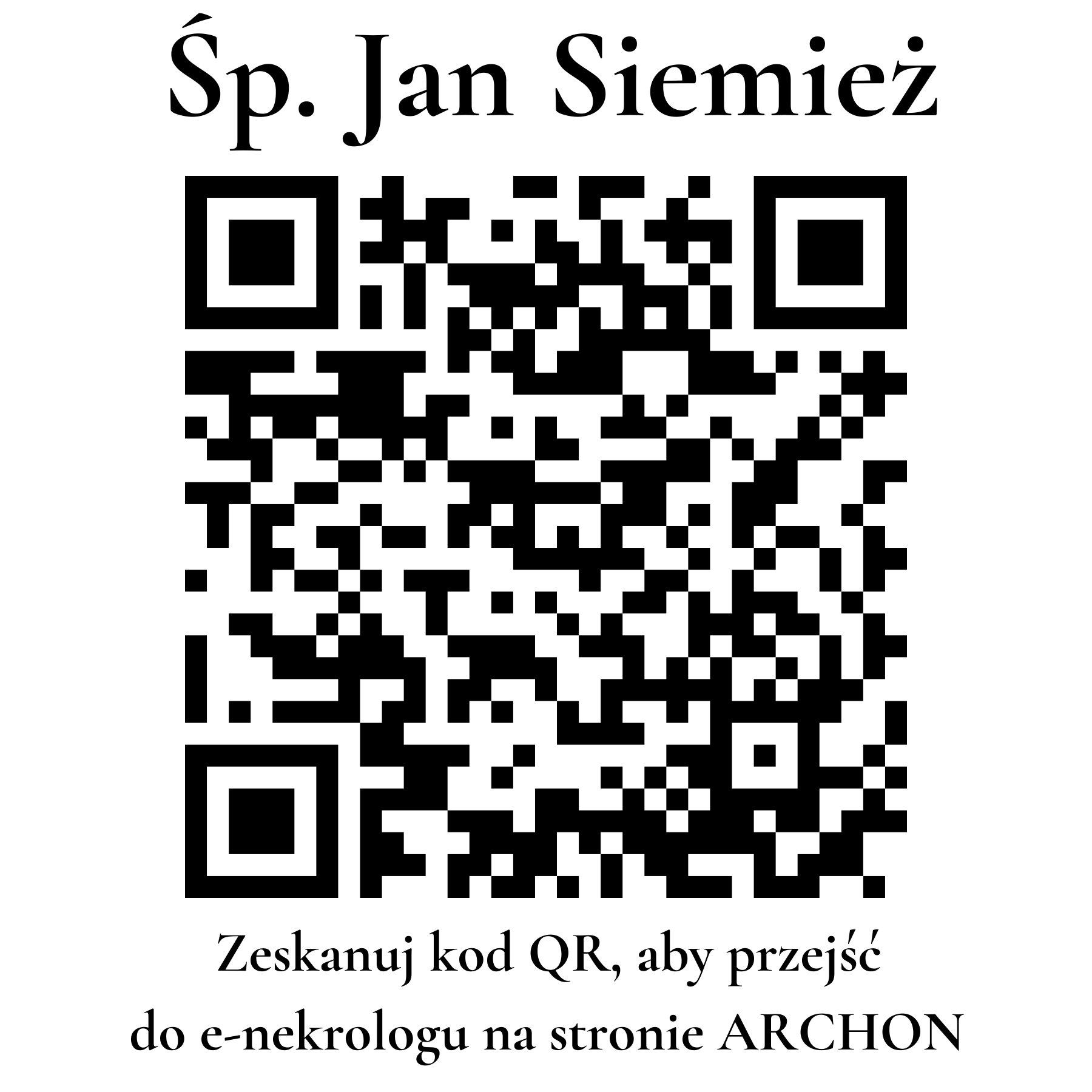Kod QR do nekrologu Jan Siemież