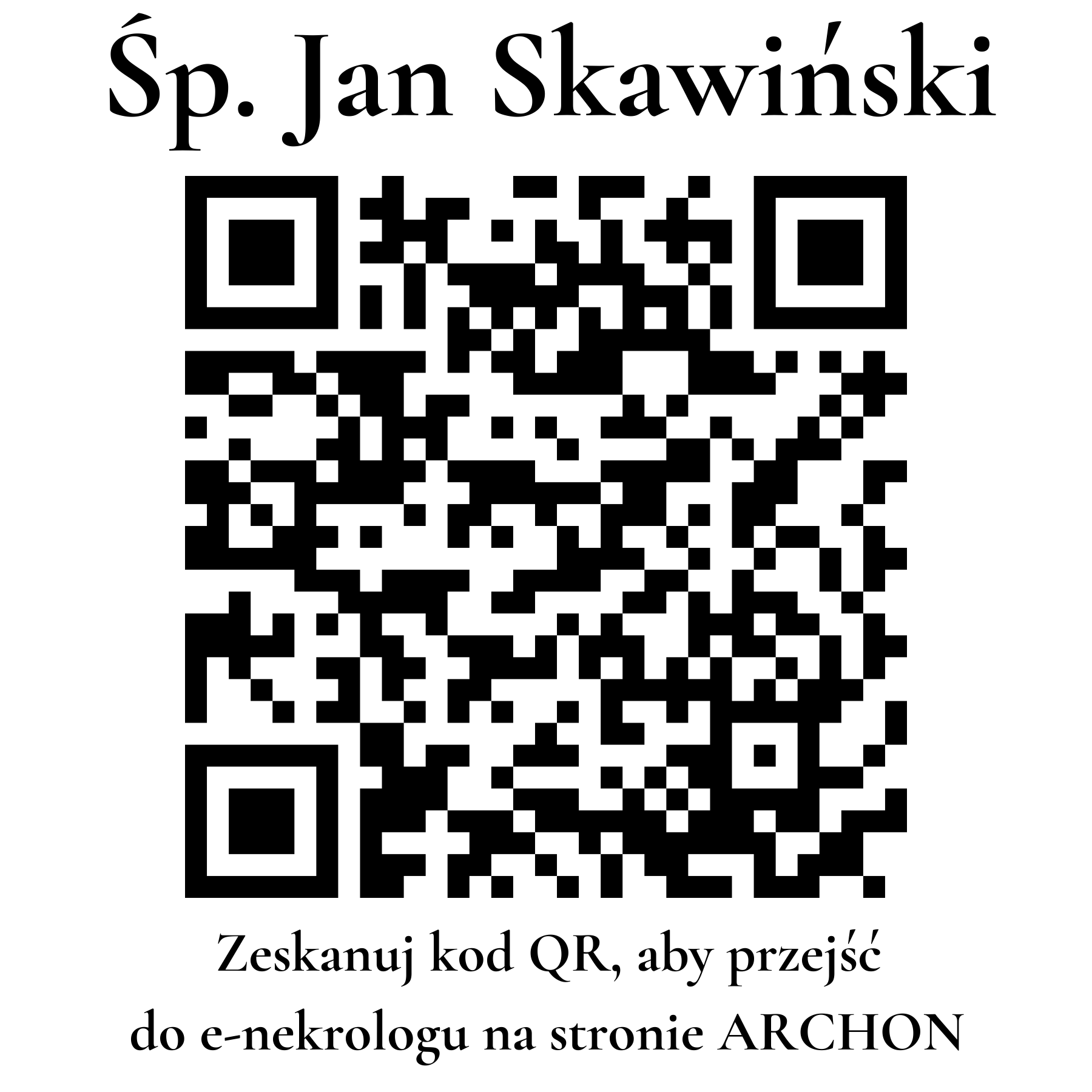 Kod QR do nekrologu Jan Skawiński Kod QR do nekrologu Jan Skawiński