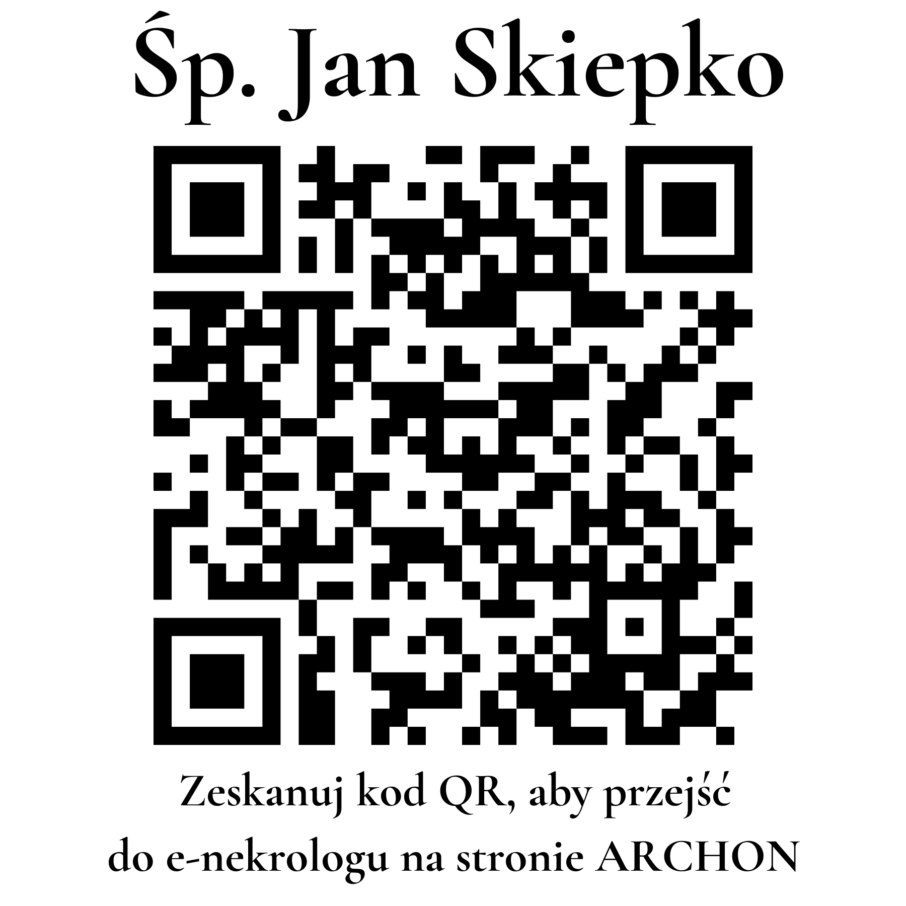 Kod QR do nekrologu Jan Skiepko Kod QR do nekrologu Jan Skiepko