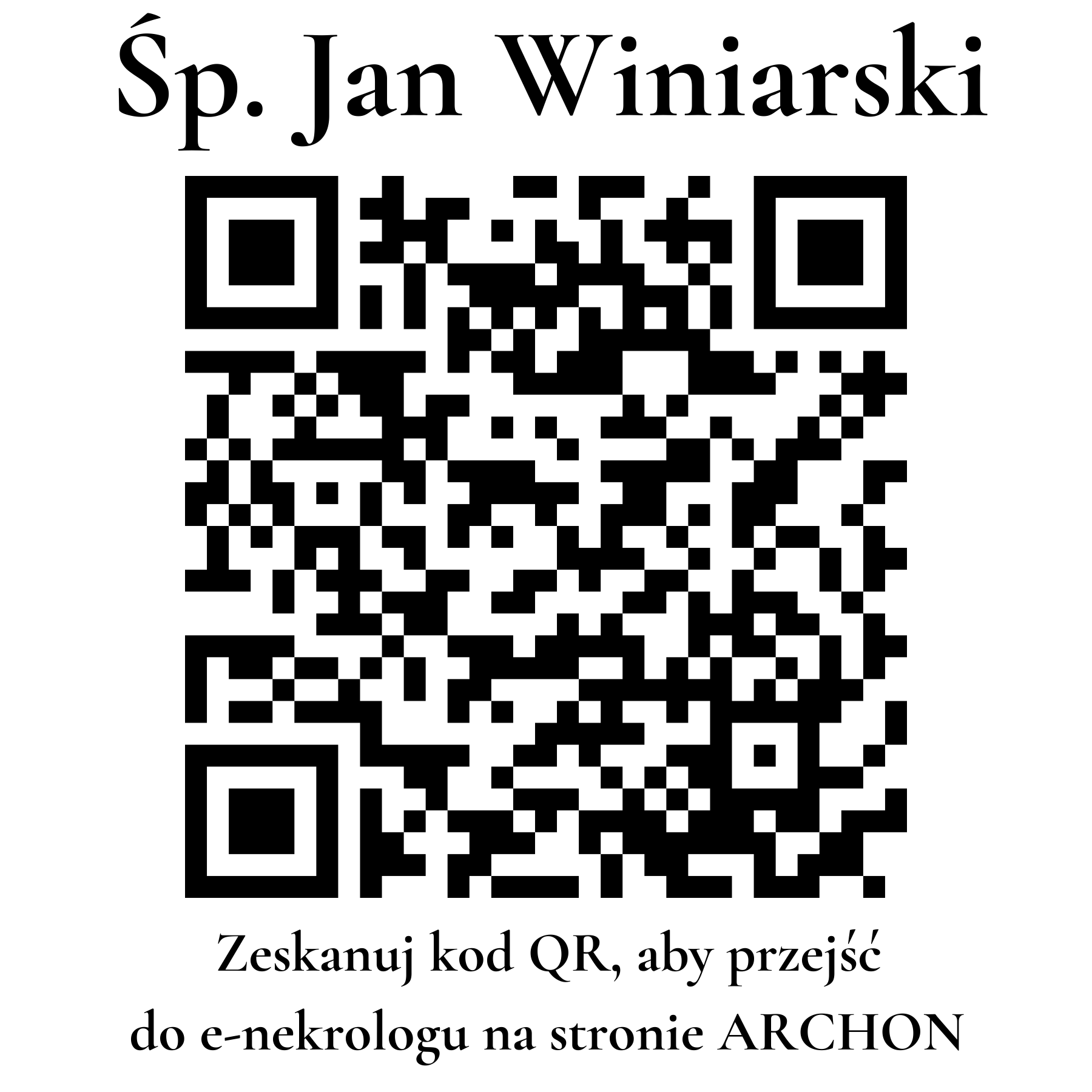 Kod QR do nekrologu Jan Winiarski