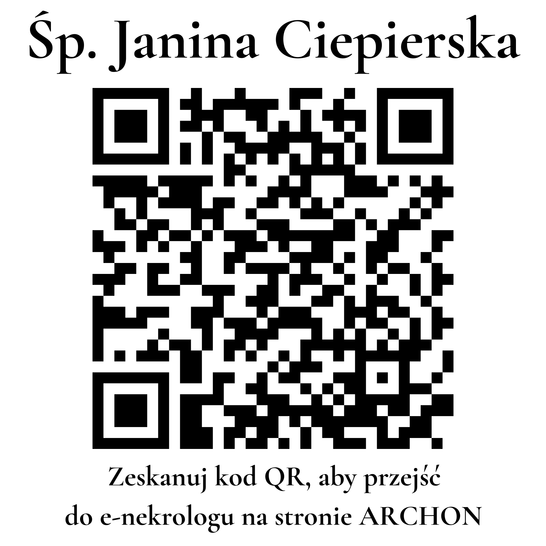 Kod QR do nekrologu Janina Ciepierska
