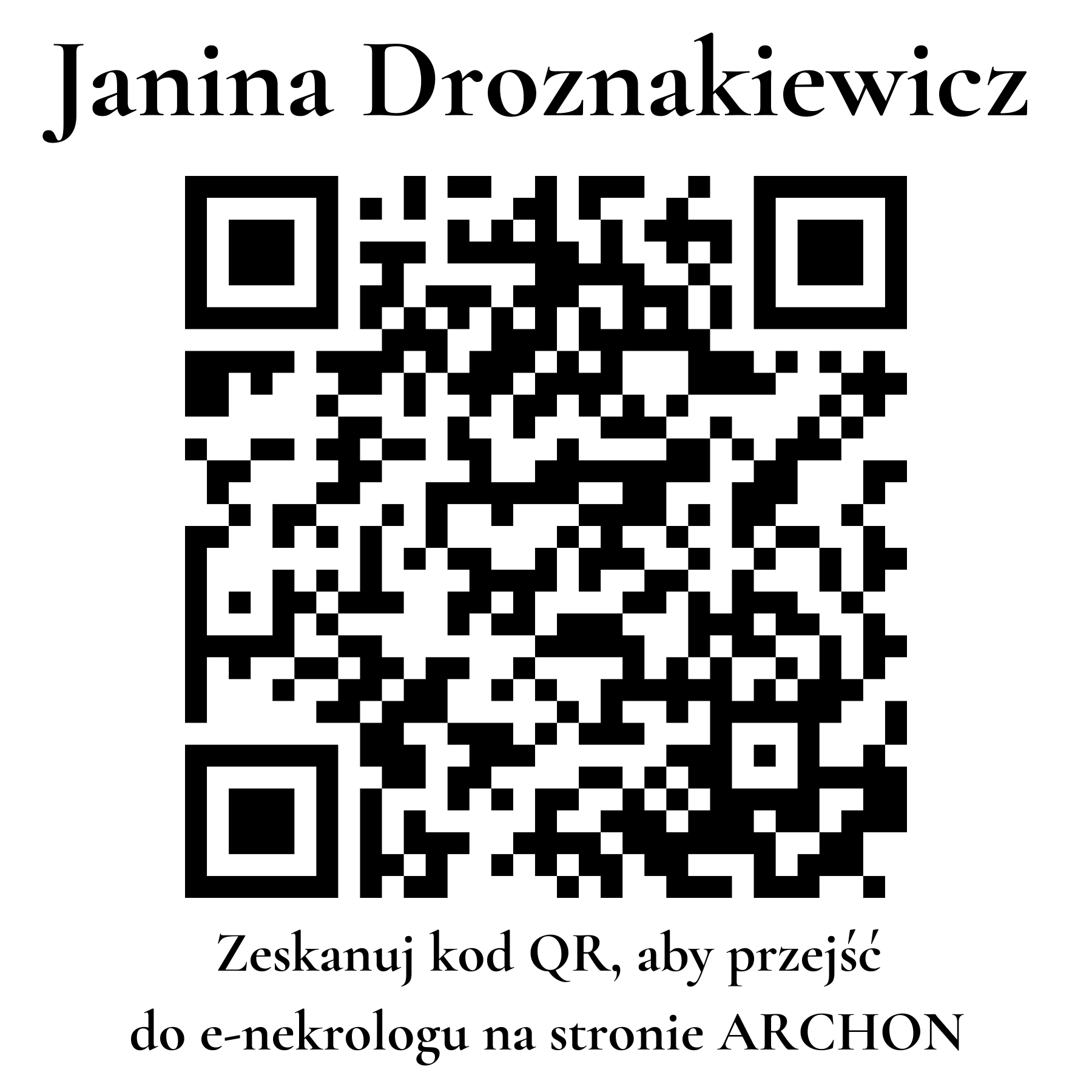 Kod QR do nekrologu Janina Droznakiewicz