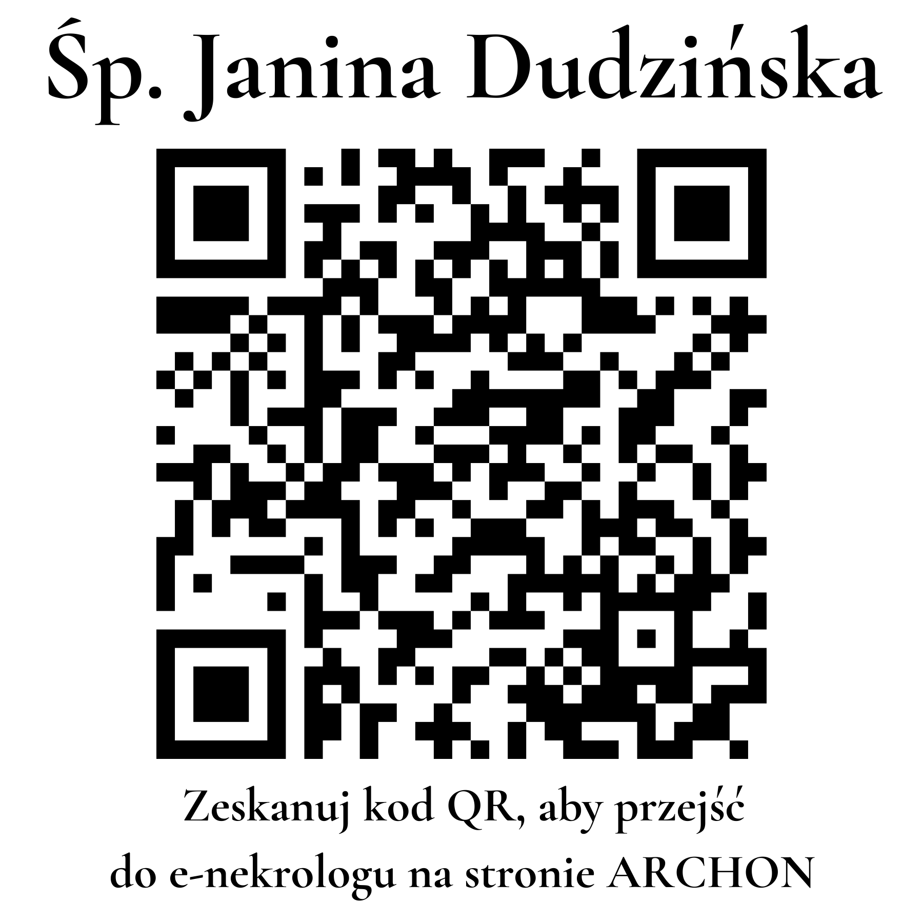 Kod QR do nekrologu Janina Dudzińska