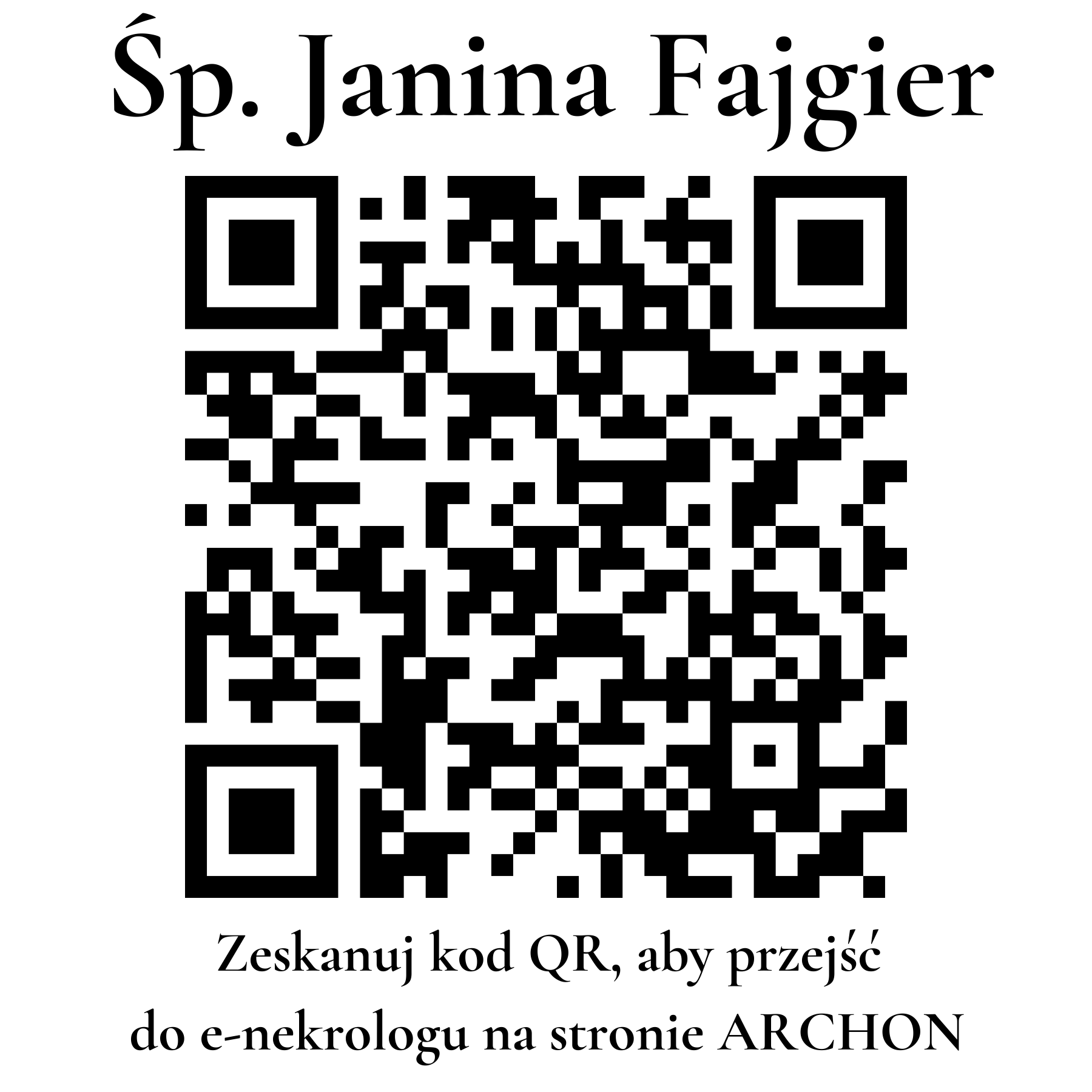 Kod QR do nekrologu Janina Fajgier