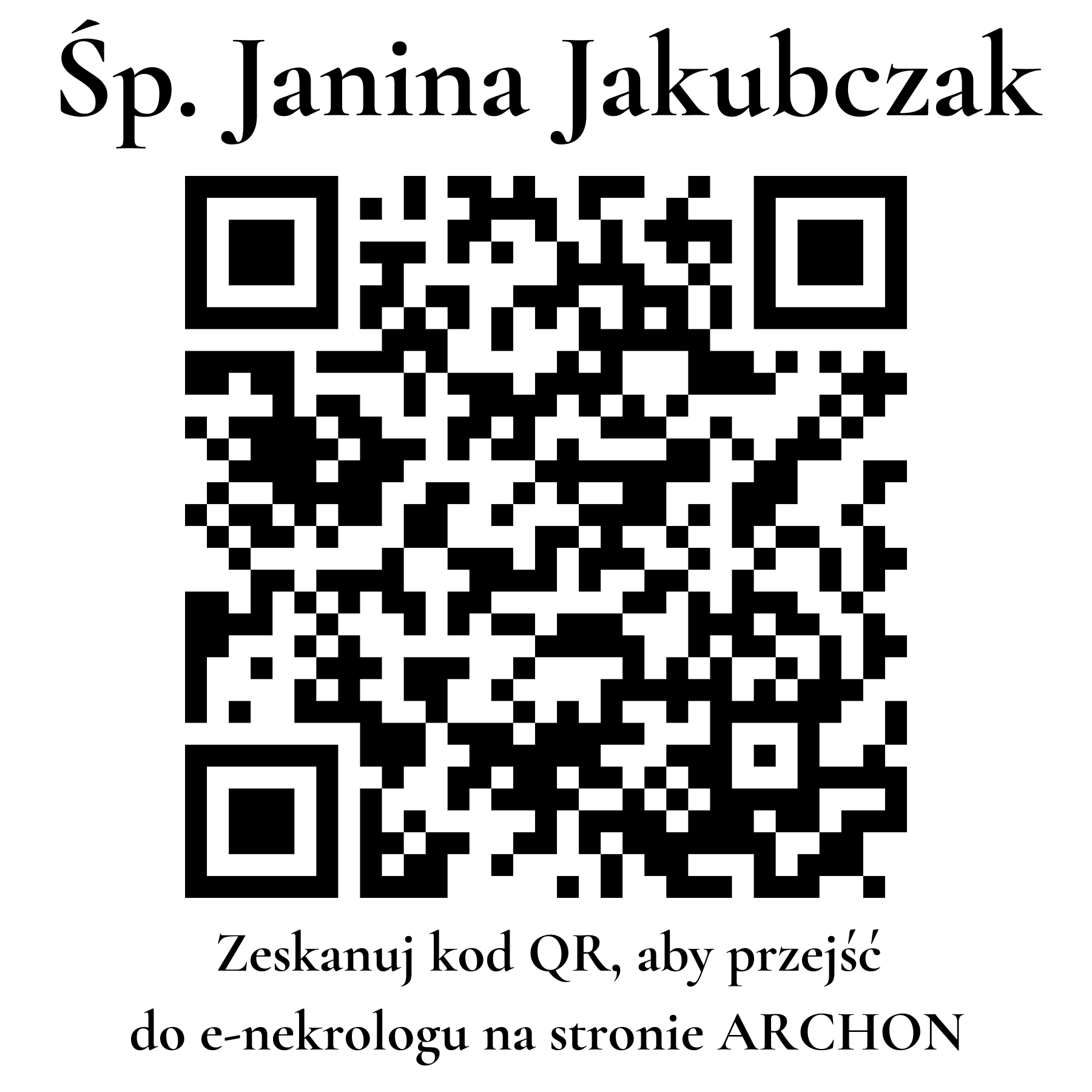 Kod QR do nekrologu Janina Jakubczak
