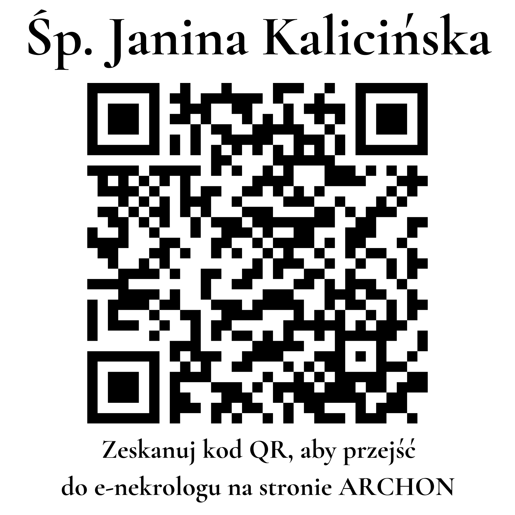 Kod QR do nekrologu Janina Kalicińska