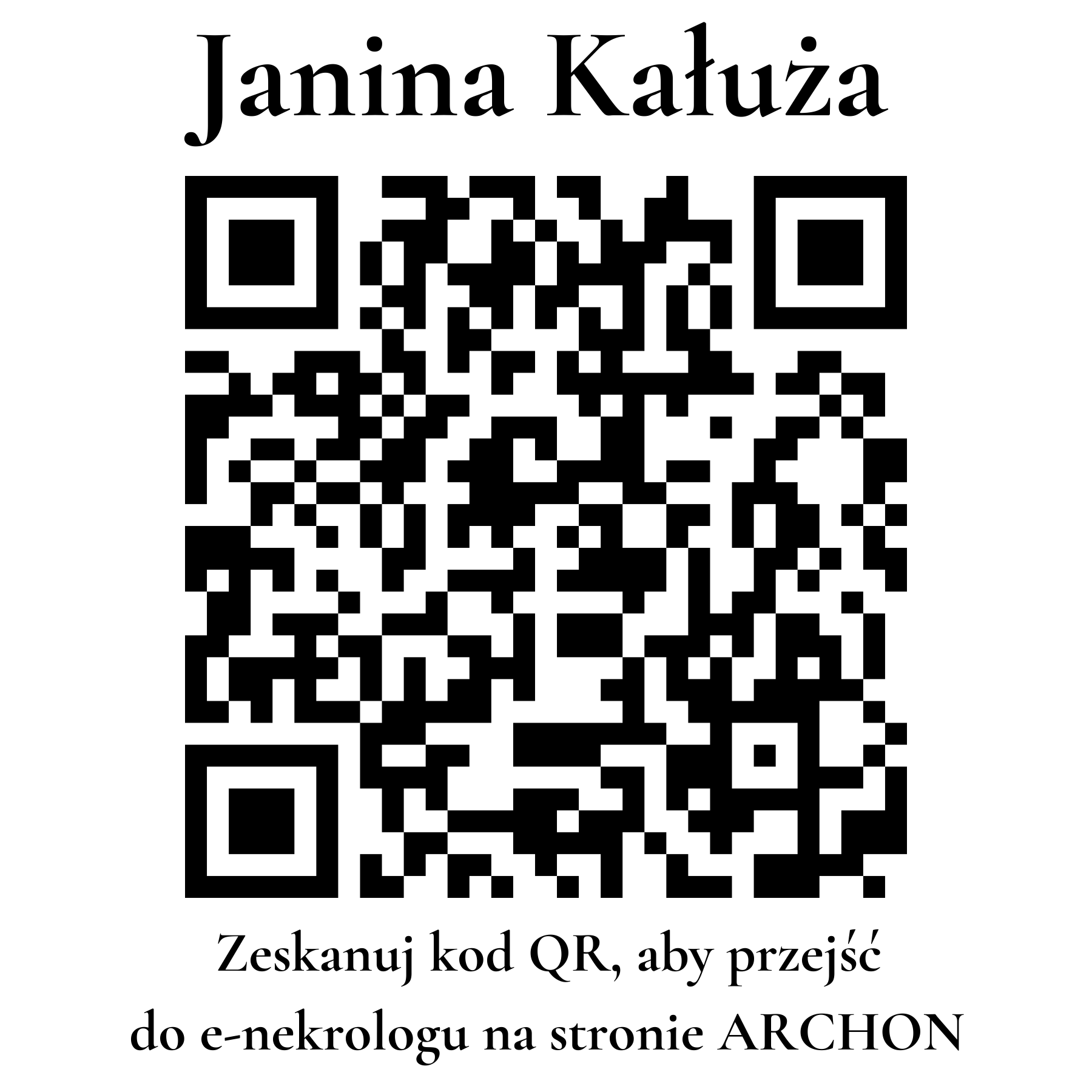 Kod QR do nekrologu Janina Kałuża