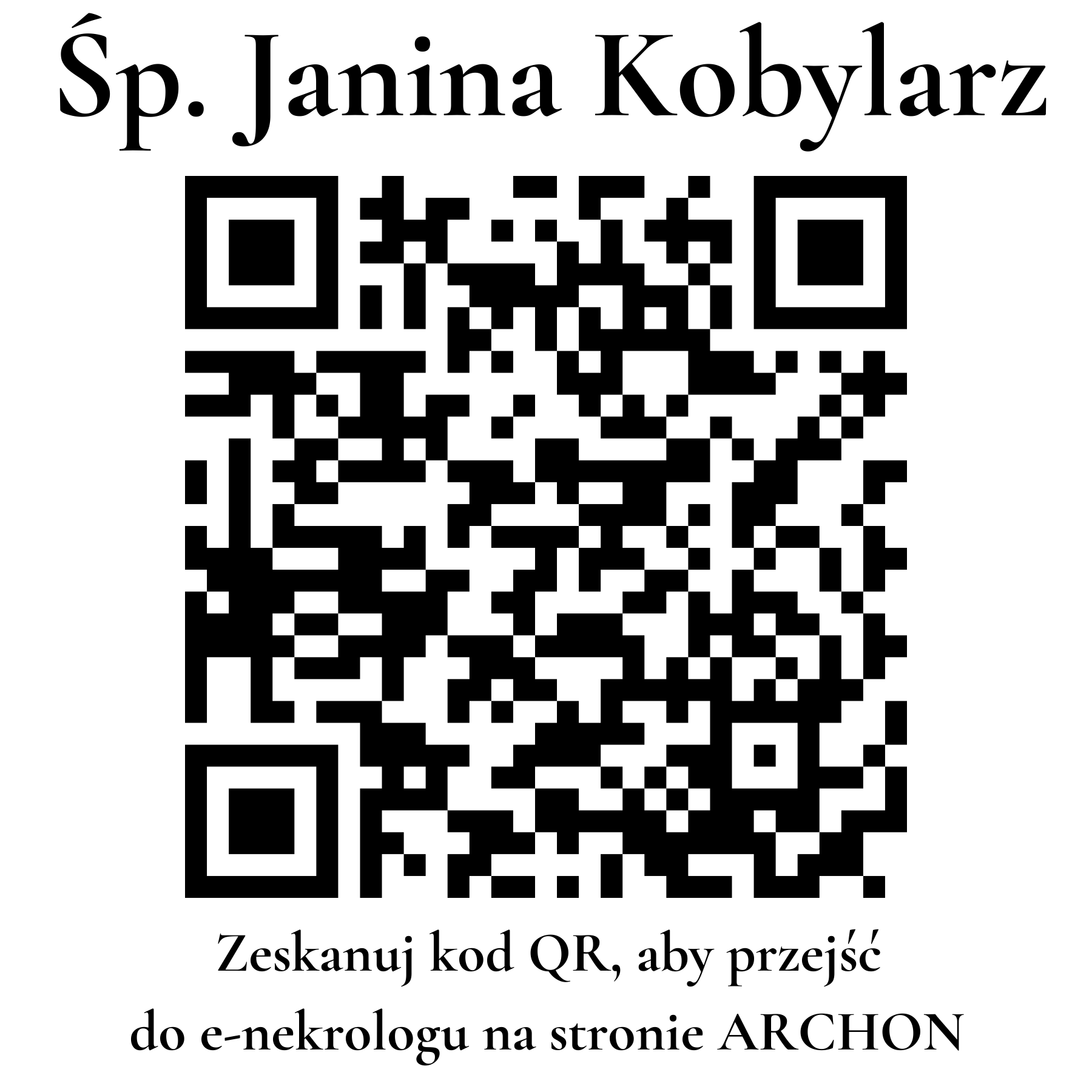 Kod QR do nekrologu Janina Kobylarz Kod QR do nekrologu Janina Kobylarz