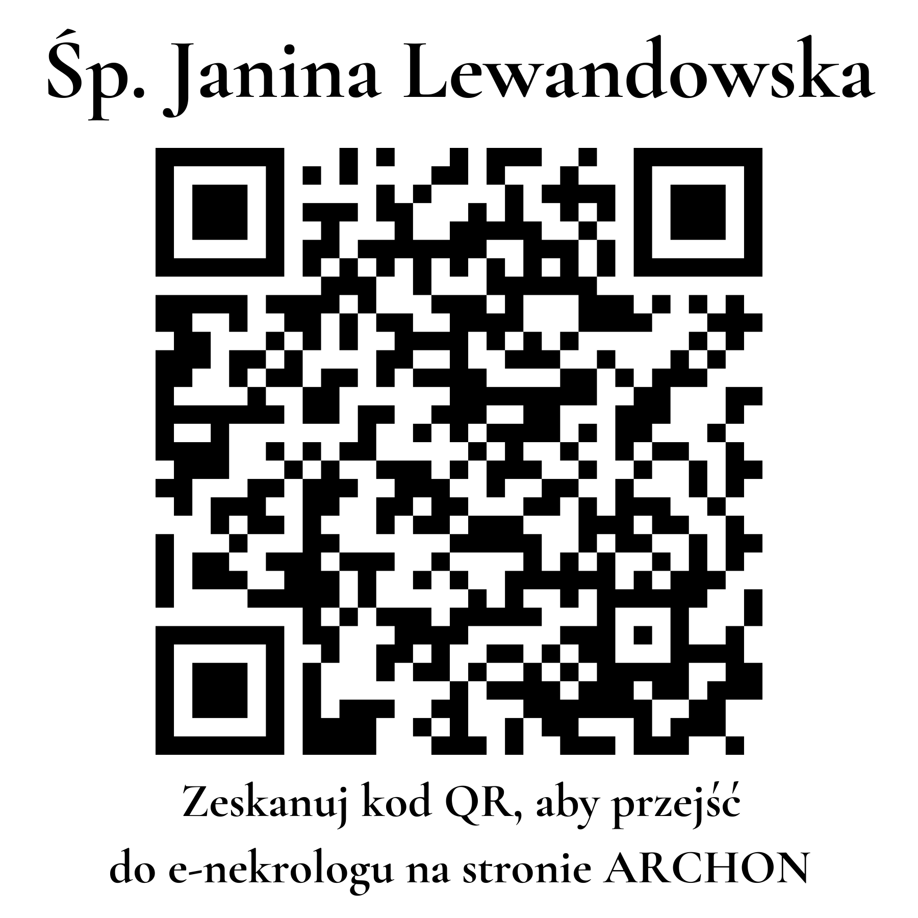 Kod QR do nekrologu Janina Lewandowska