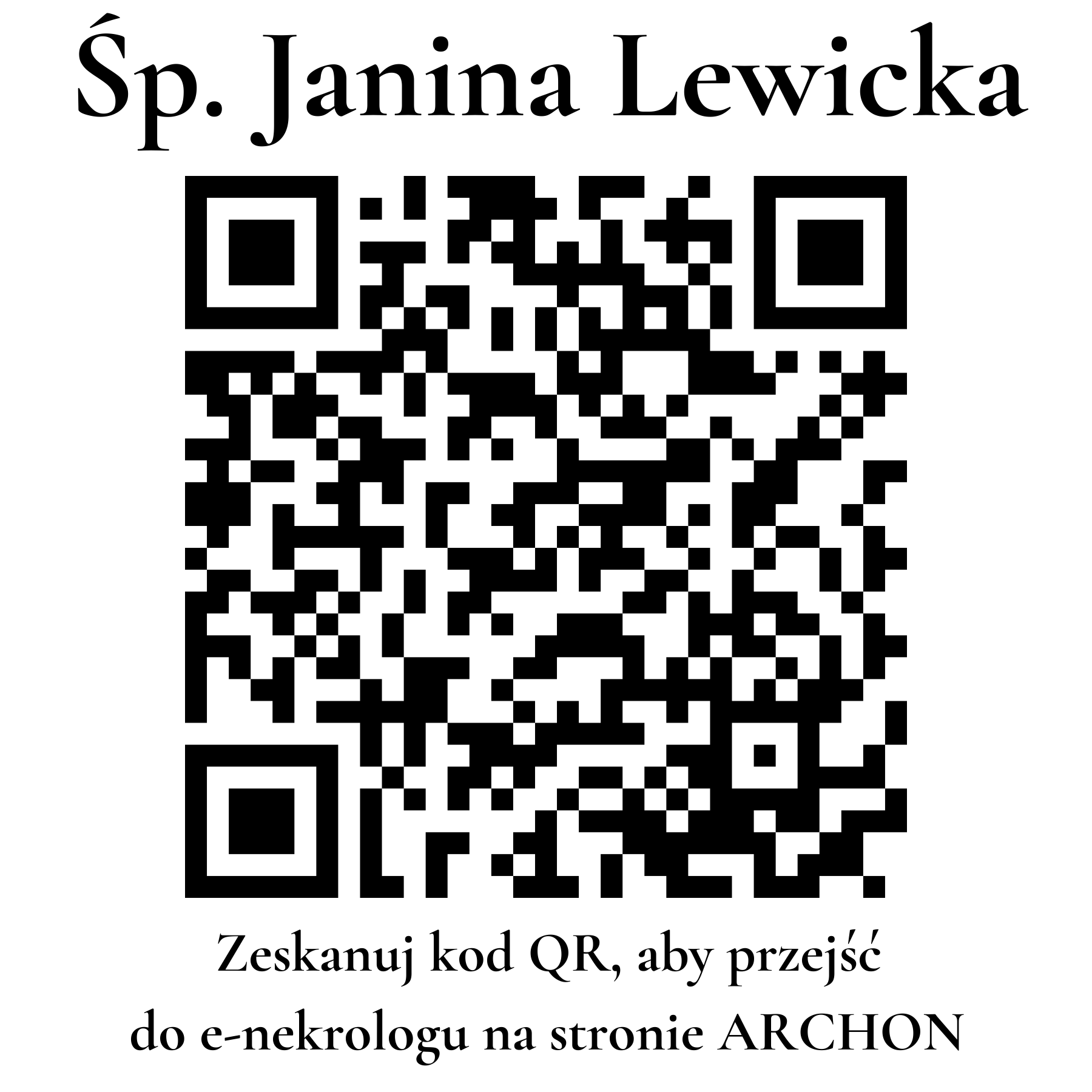 Kod QR do nekrologu Janina Lewicka