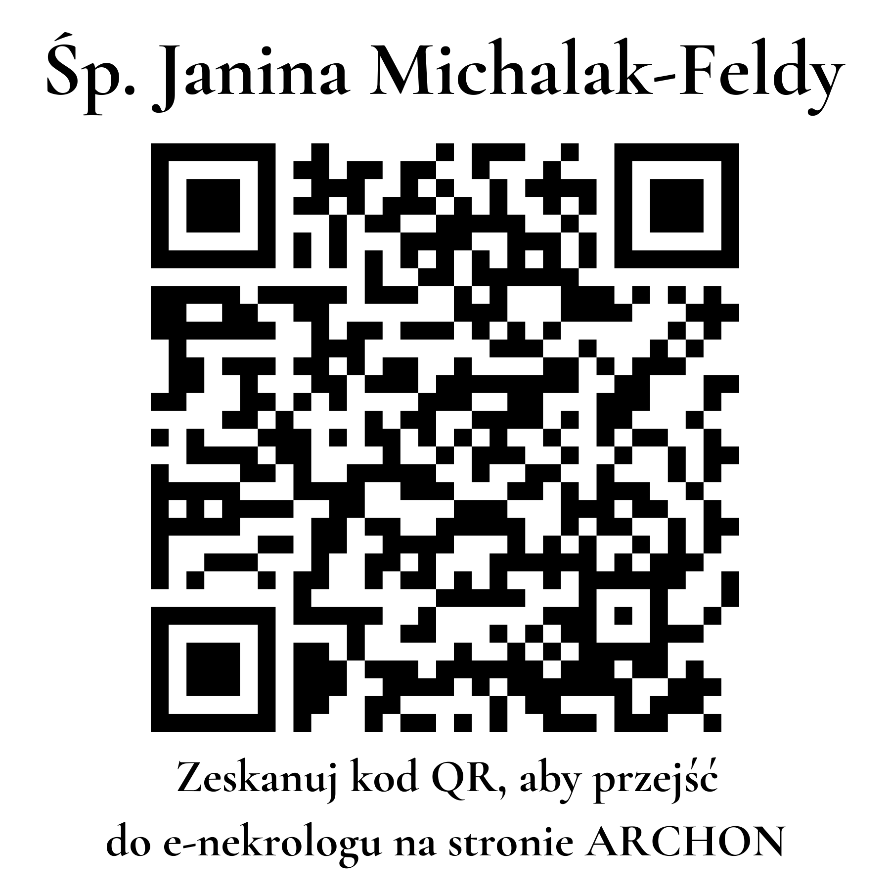 Kod QR do nekrologu Janina Michalak-Feldy