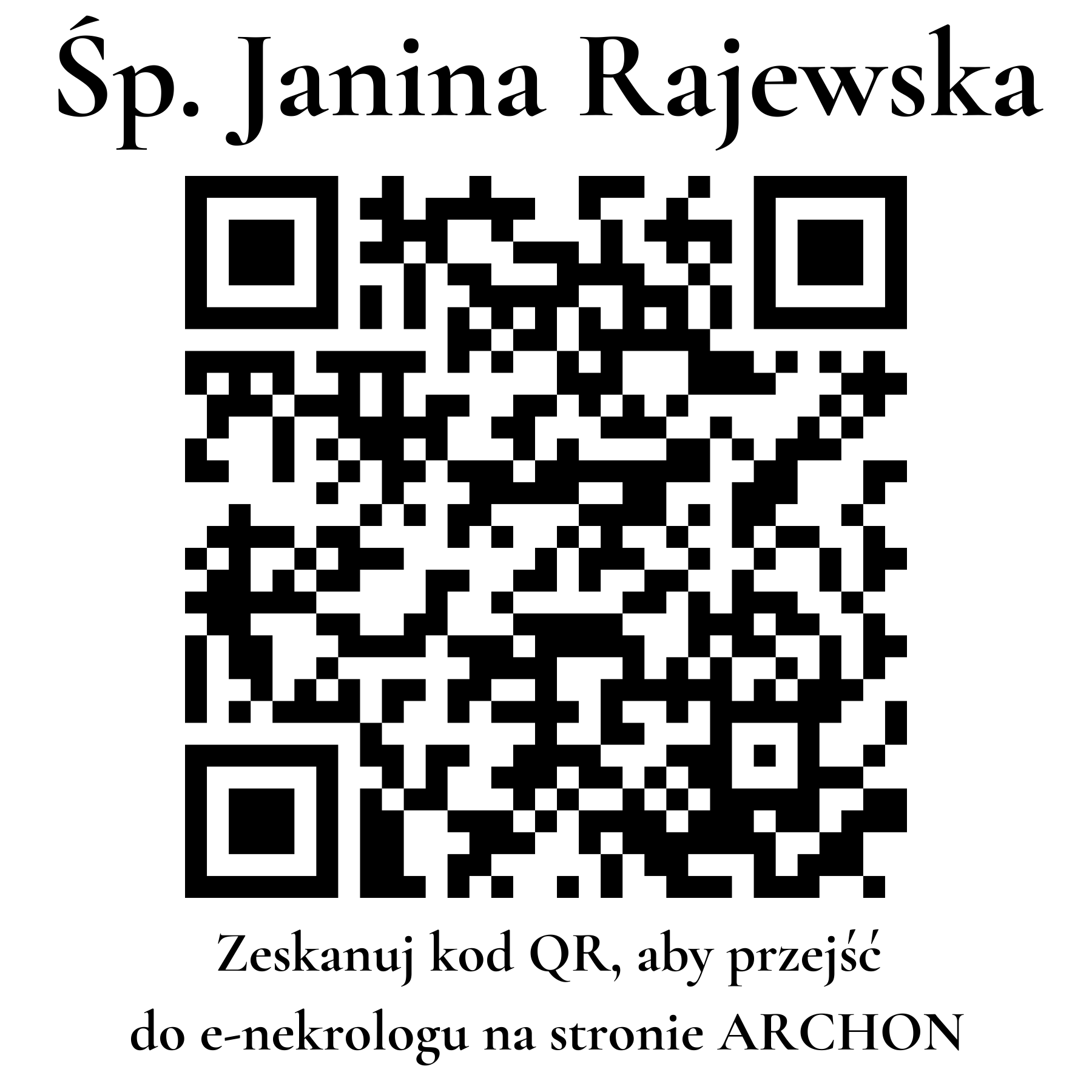 Kod QR do nekrologu Janina Rajewska Kod QR do nekrologu Janina Rajewska