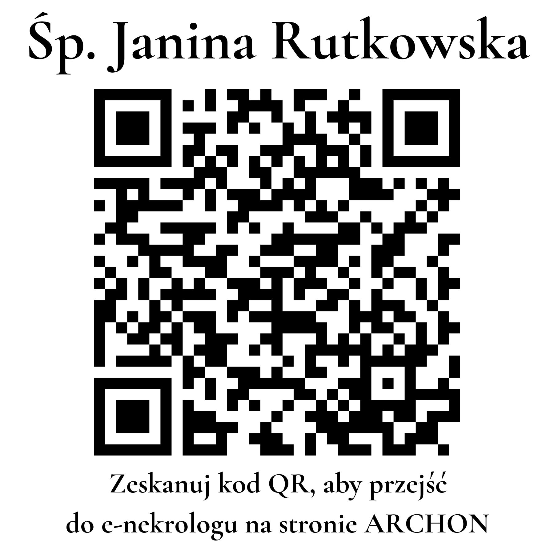 Kod QR do nekrologu Janina Rutkowska