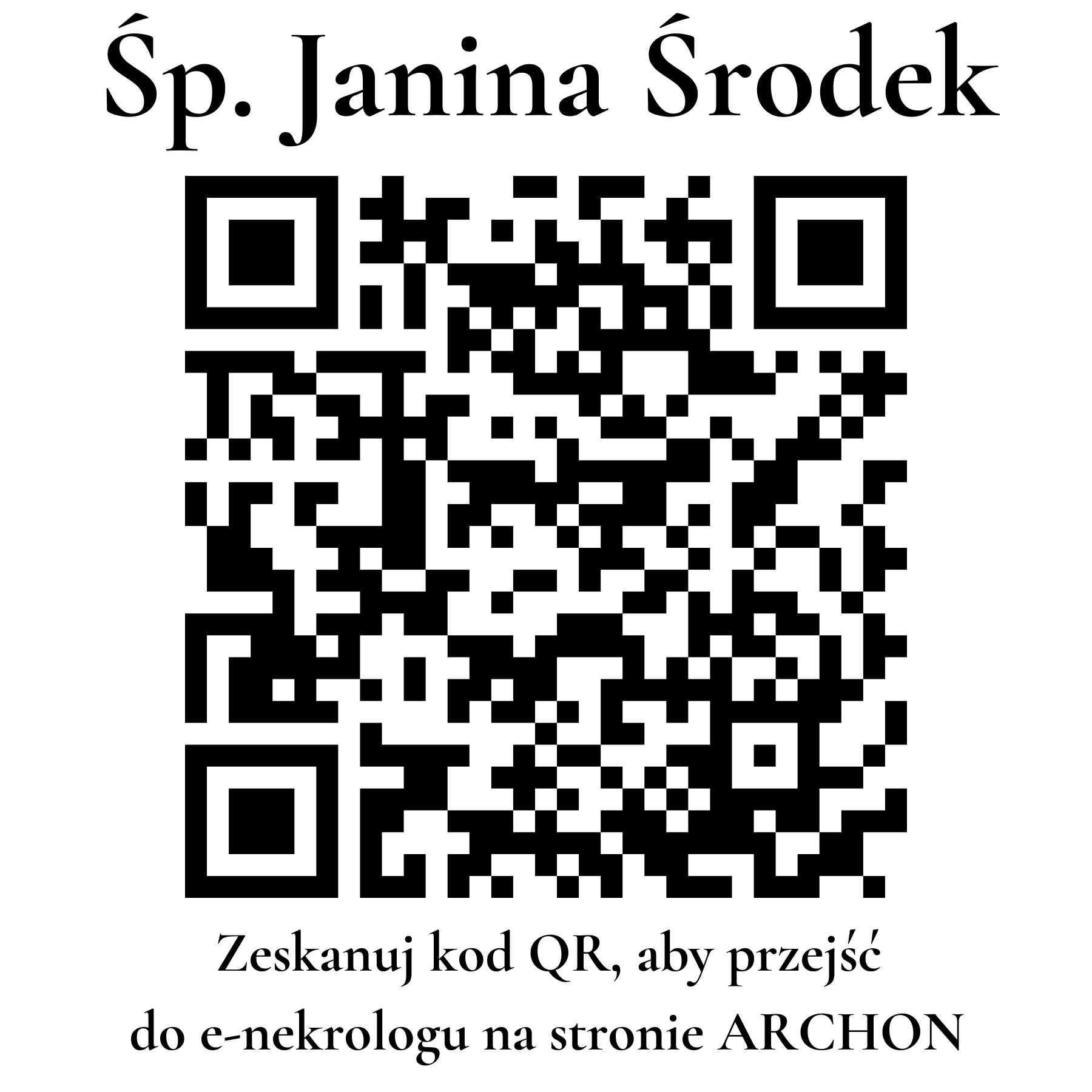 Kod QR do nekrologu Janina Środek Kod QR do nekrologu Janina Środek