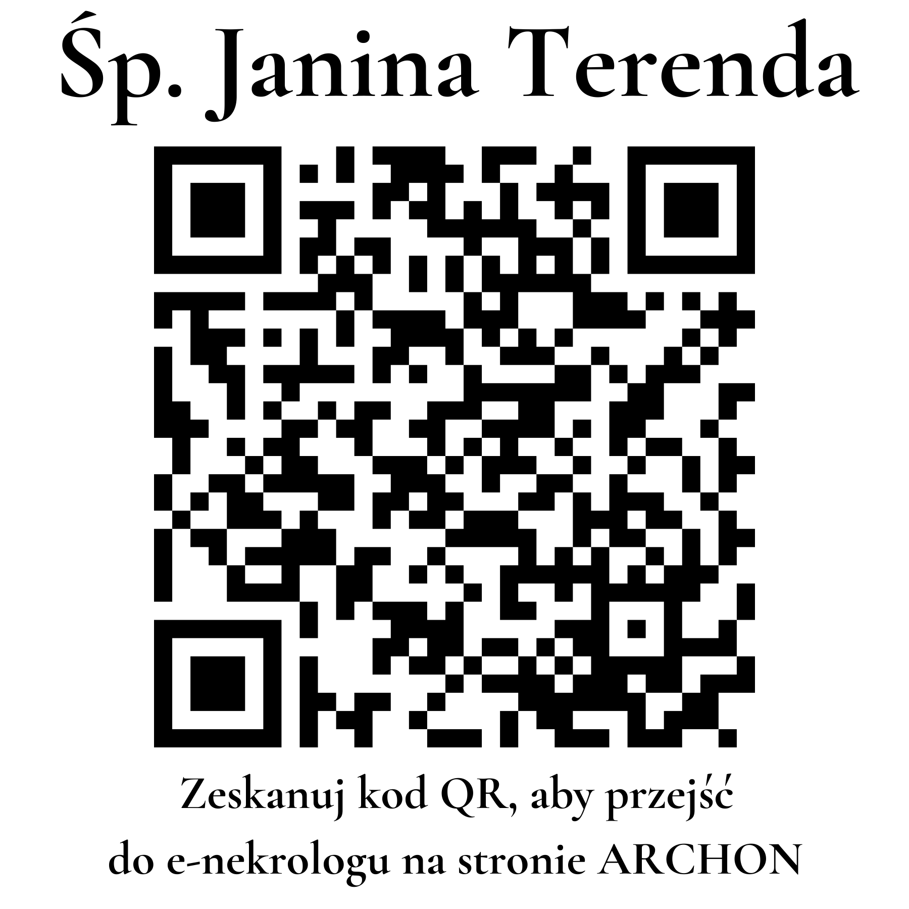 Kod QR do nekrologu Janina Terenda