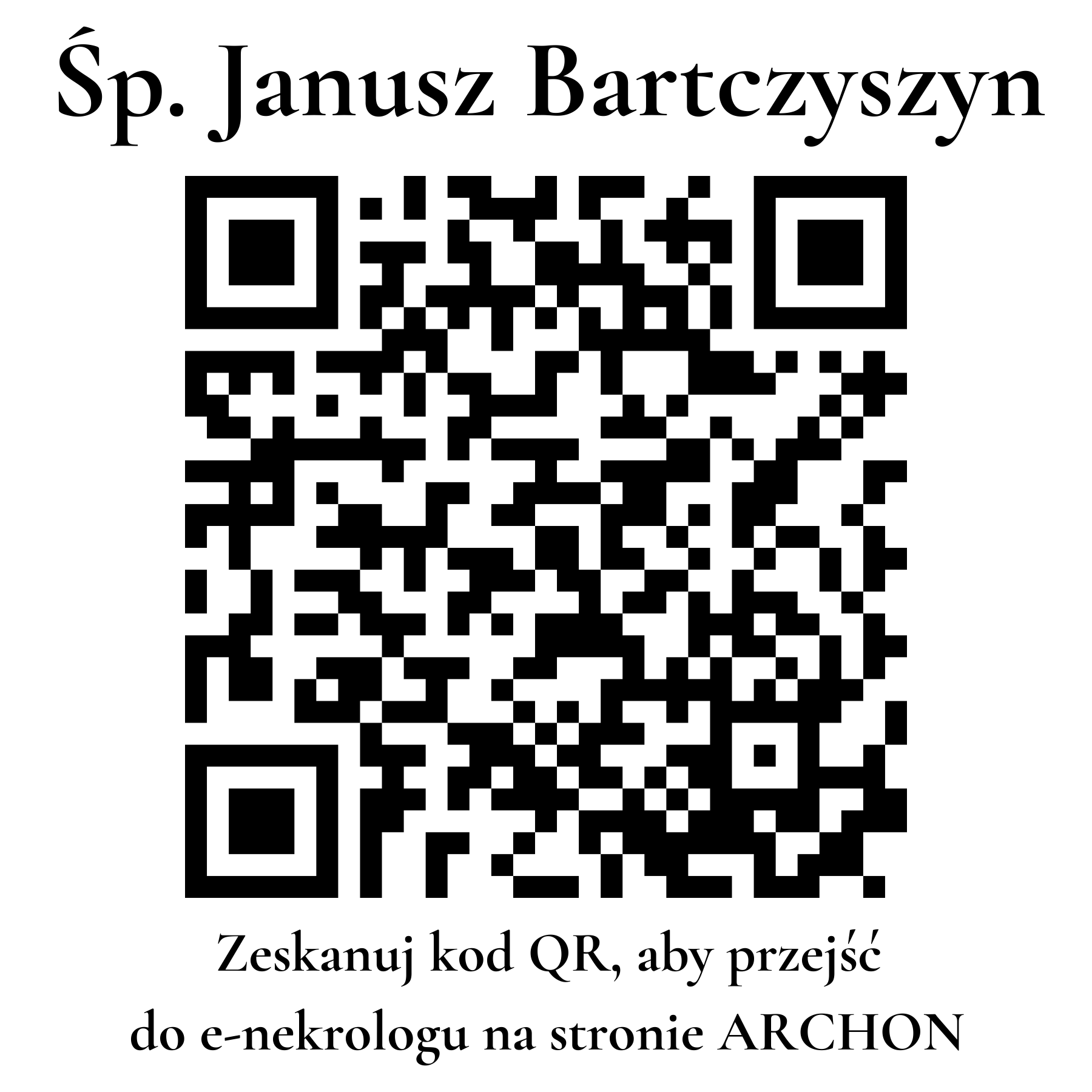 Kod QR do nekrologu Janusz Bartczyszyn