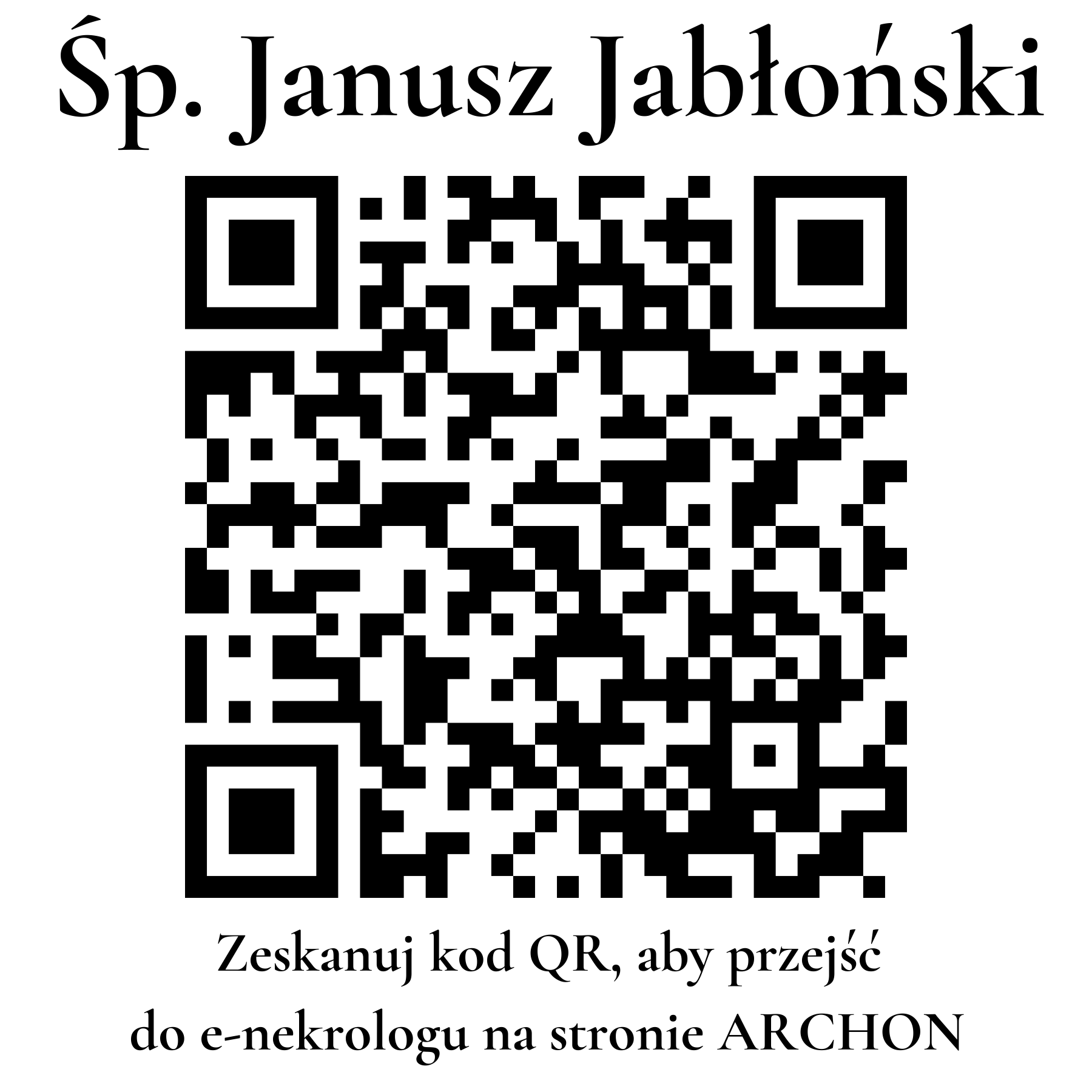 Kod QR do nekrologu Janusz Jabłoński Kod QR do nekrologu Janusz Jabłoński