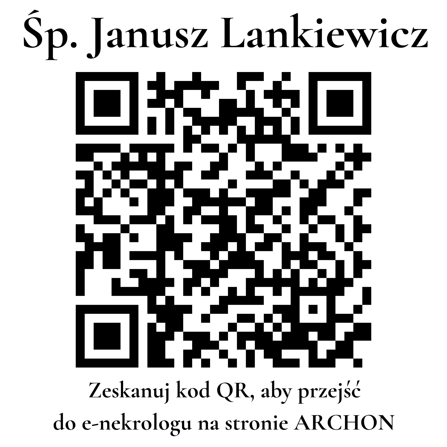 Kod QR do nekrologu Janusz Lankiewicz Kod QR do nekrologu Janusz Lankiewicz