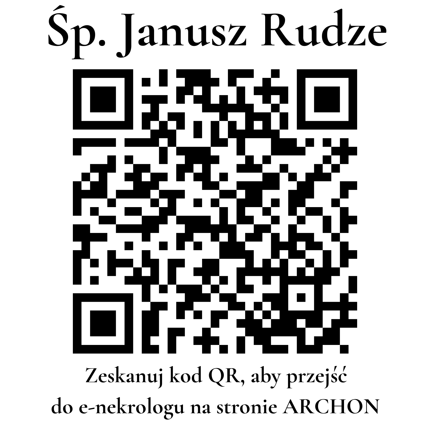Kod QR do nekrologu Janusz Rudze